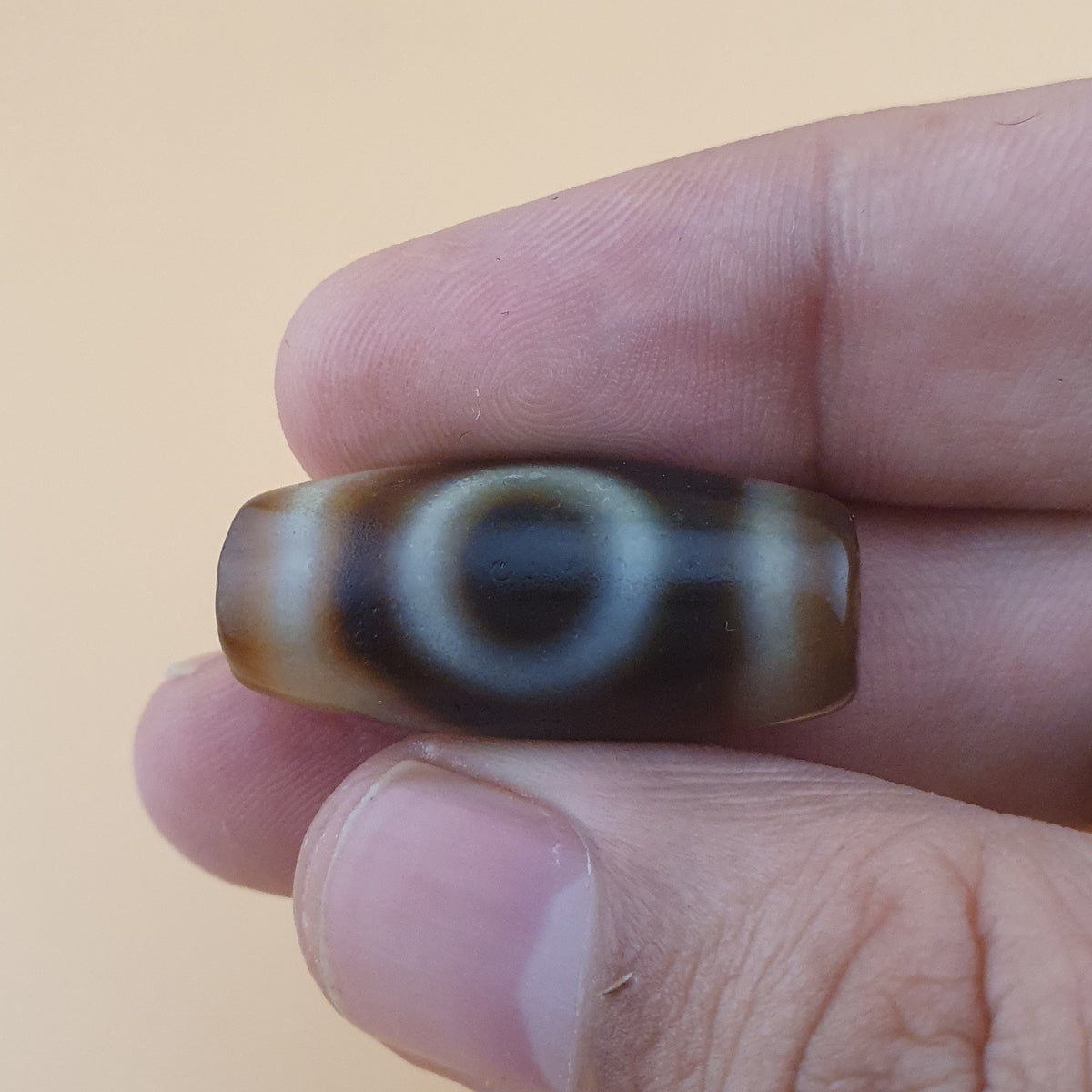 Lot de 3 agates tibétaines vintage de l'Himalaya à motif rare