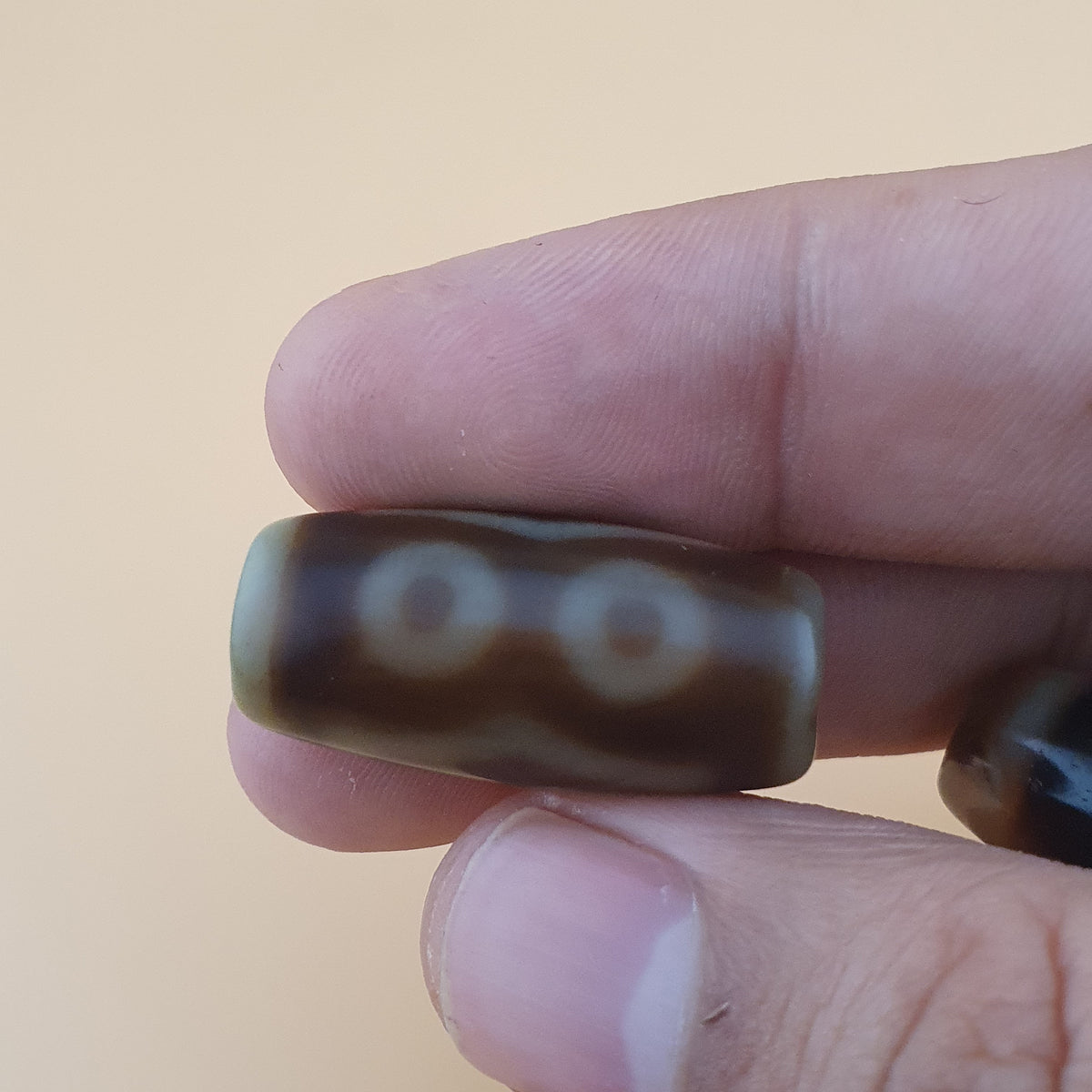 Lot de 3 agates tibétaines vintage de l'Himalaya à motif rare