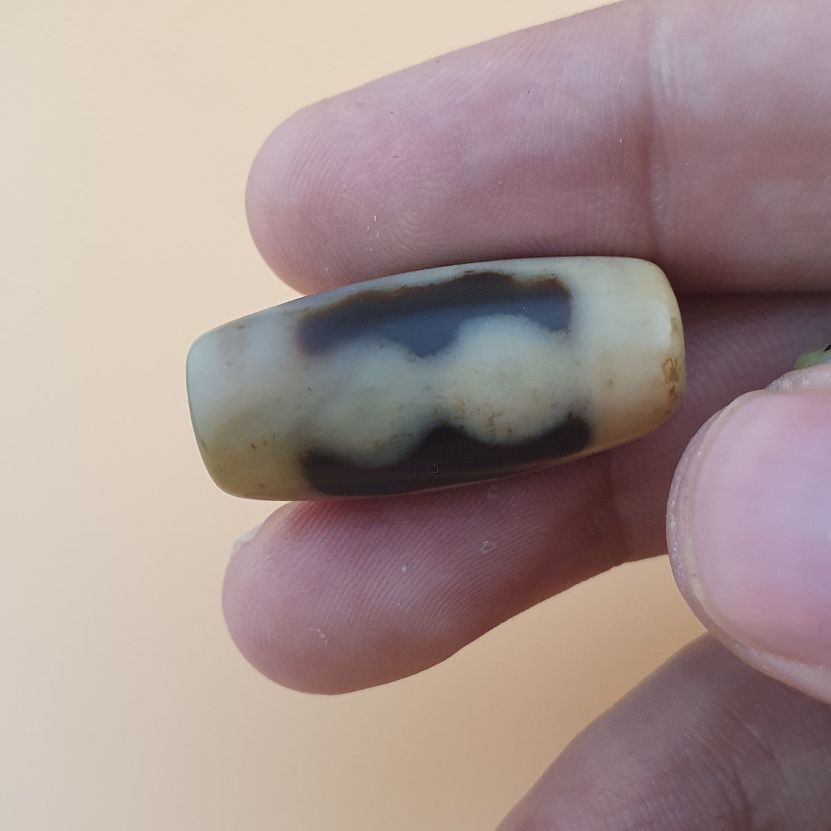 Lot de 3 agates tibétaines vintage de l'Himalaya à motif rare