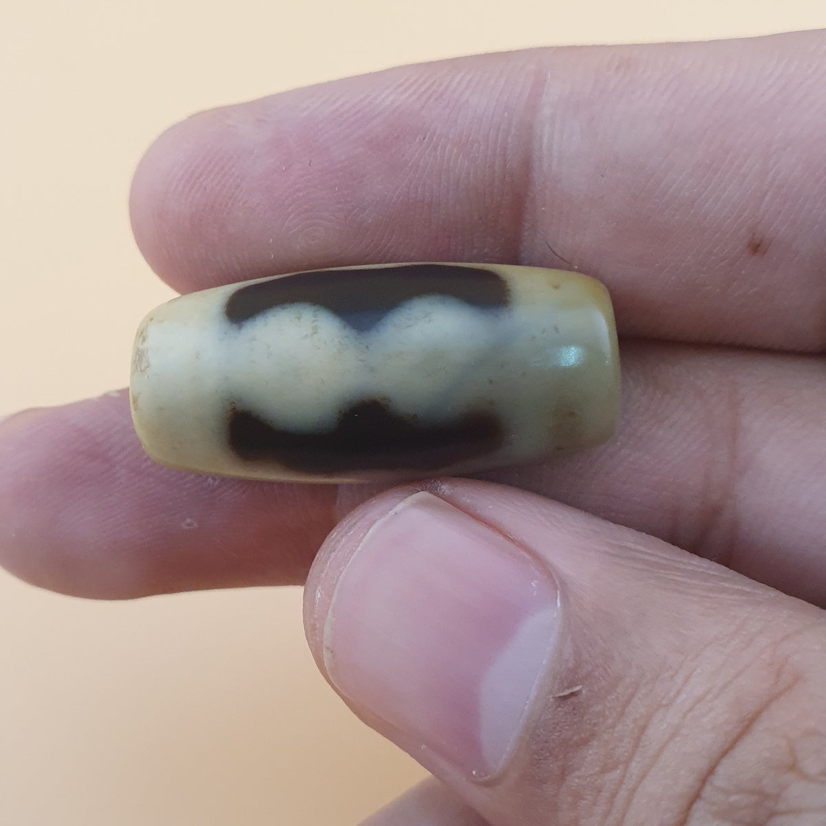 Lot de 3 agates tibétaines vintage de l'Himalaya à motif rare