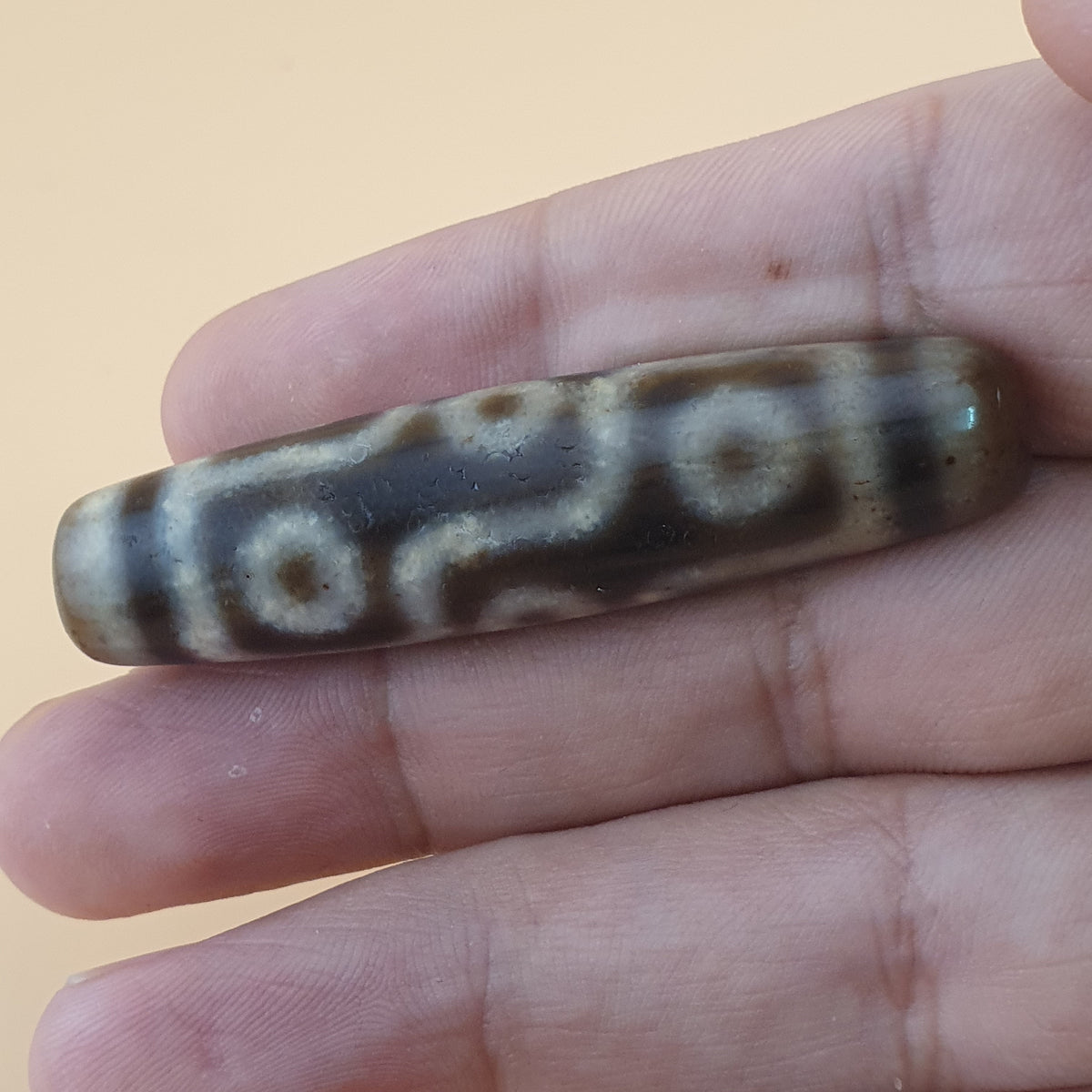Vintage 9 Eyes Himalayan Tibetan Agate Dzi Bead Amulet