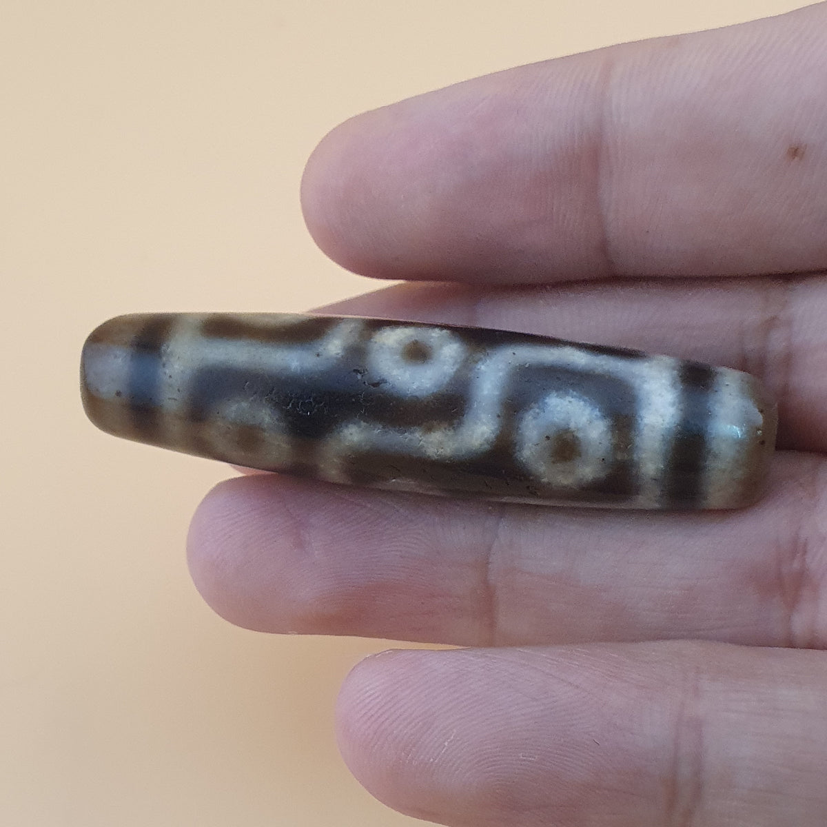 Vintage 9 Eyes Himalayan Tibetan Agate Dzi Bead Amulet