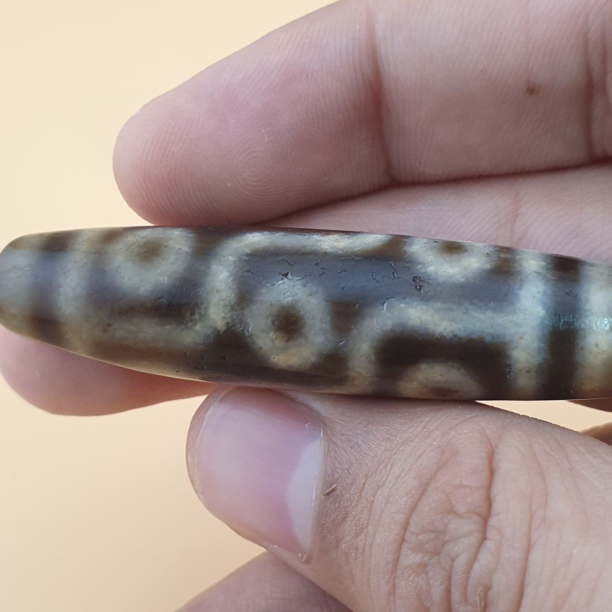 Vintage 9 Eyes Himalayan Tibetan Agate Dzi Bead Amulet