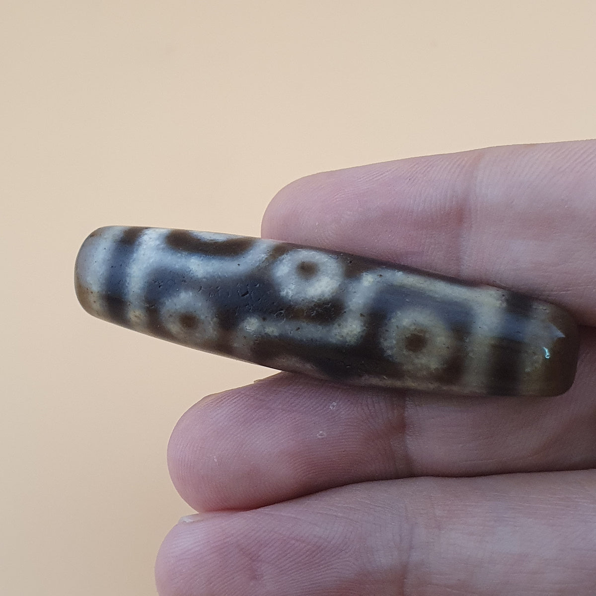 Vintage 9 Eyes Himalayan Tibetan Agate Dzi Bead Amulet