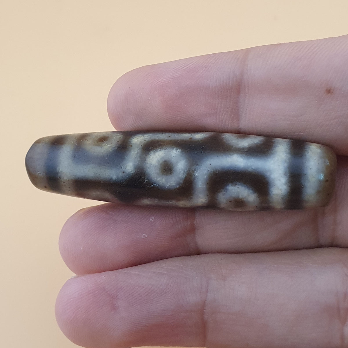 Vintage 9 Eyes Himalayan Tibetan Agate Dzi Bead Amulet