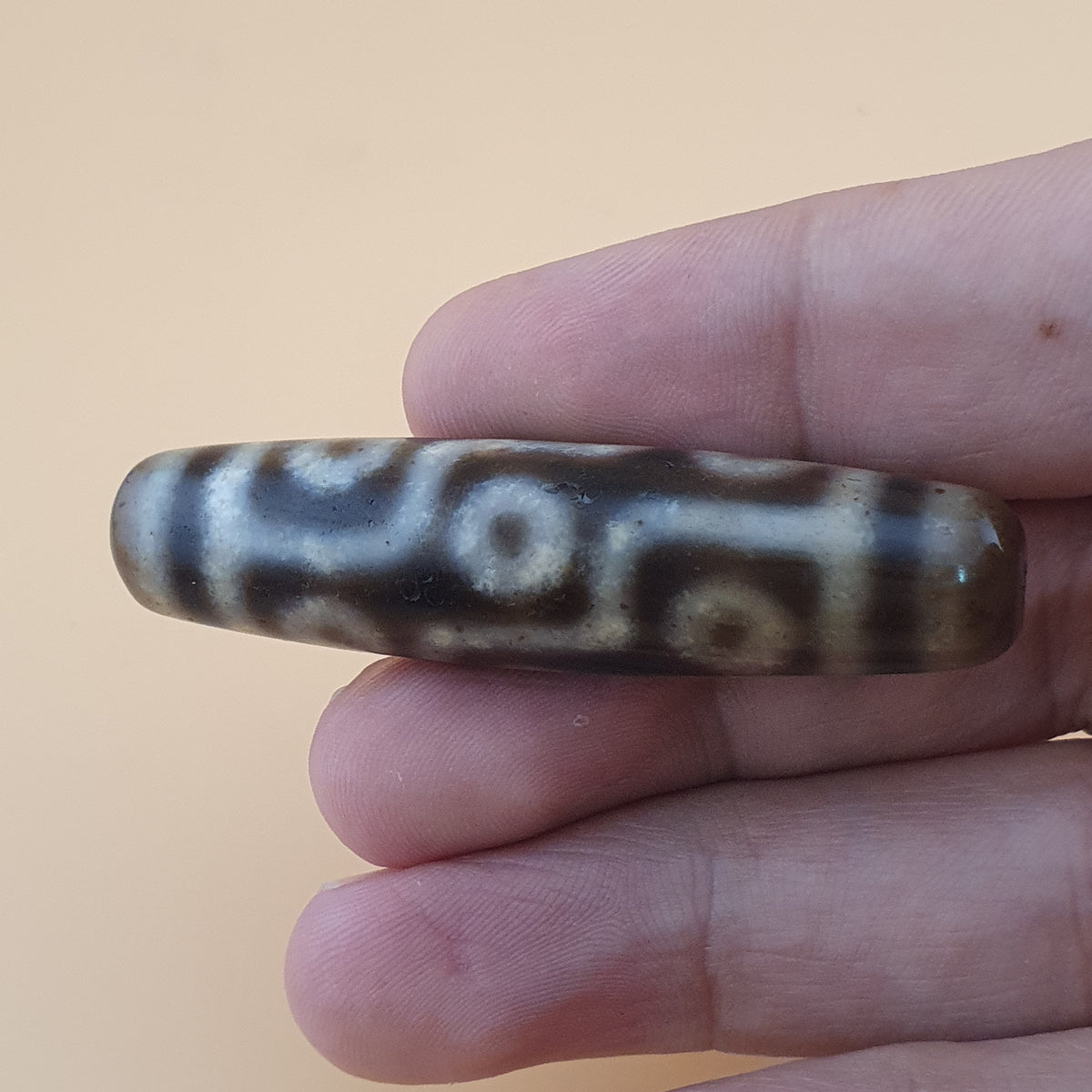 Vintage 9 Eyes Himalayan Tibetan Agate Dzi Bead Amulet