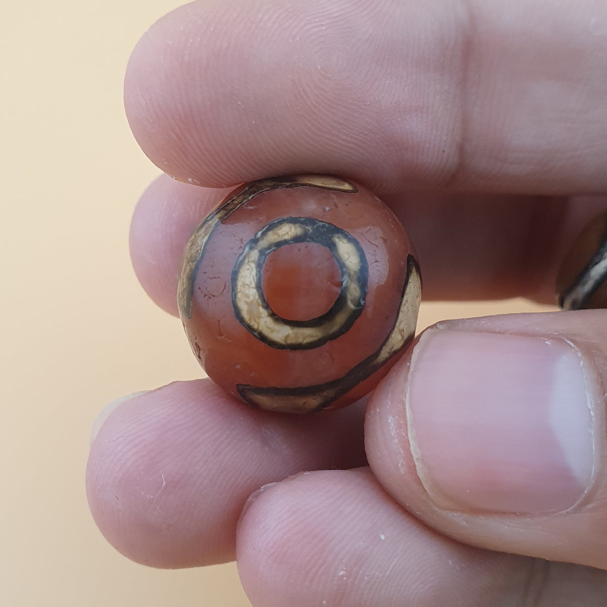 Vintage Etched Carnelian Agate Beads Tribal Gemstone Lot of 3