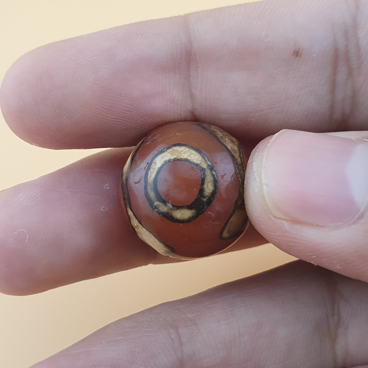 Vintage Etched Carnelian Agate Beads Tribal Gemstone Lot of 3