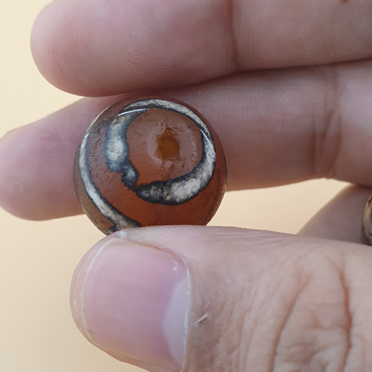 Vintage Etched Carnelian Agate Beads Tribal Gemstone Lot of 3