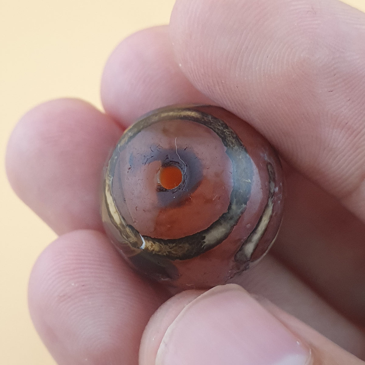 Rare Vintage Etched Carnelian Agate Beads Lot of 2