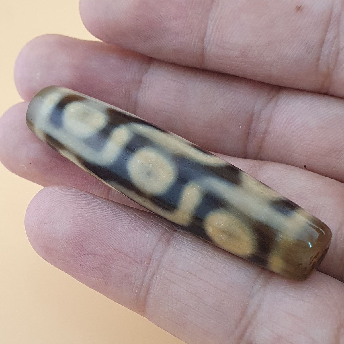Vintage Himalayan 9 Eyes Tibetan Agate Dzi Bead Amulet