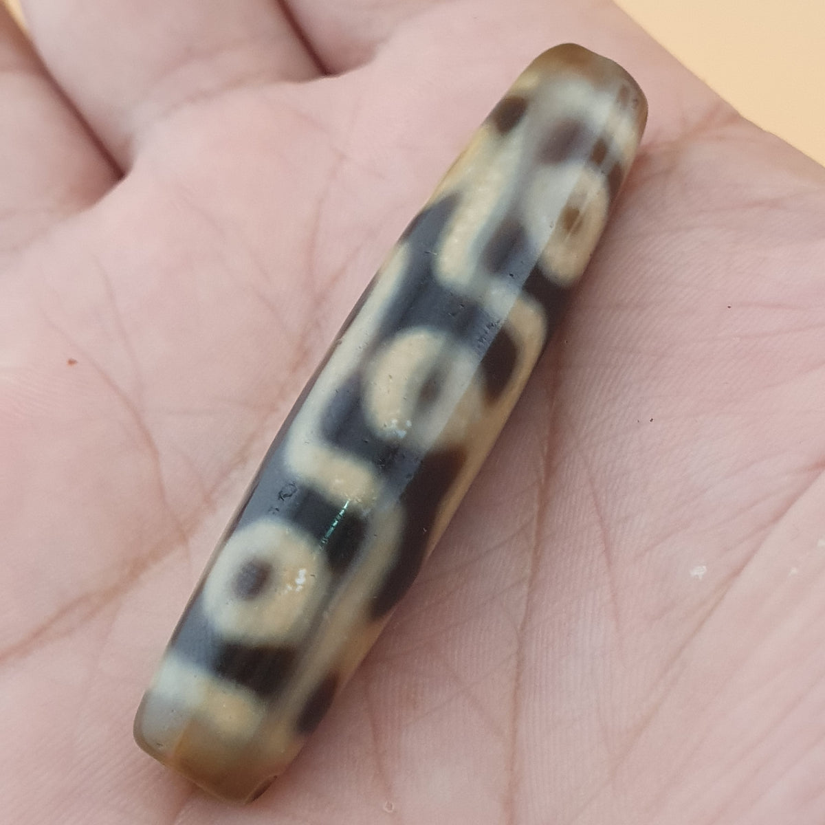 Vintage Himalayan 9 Eyes Tibetan Agate Dzi Bead Amulet