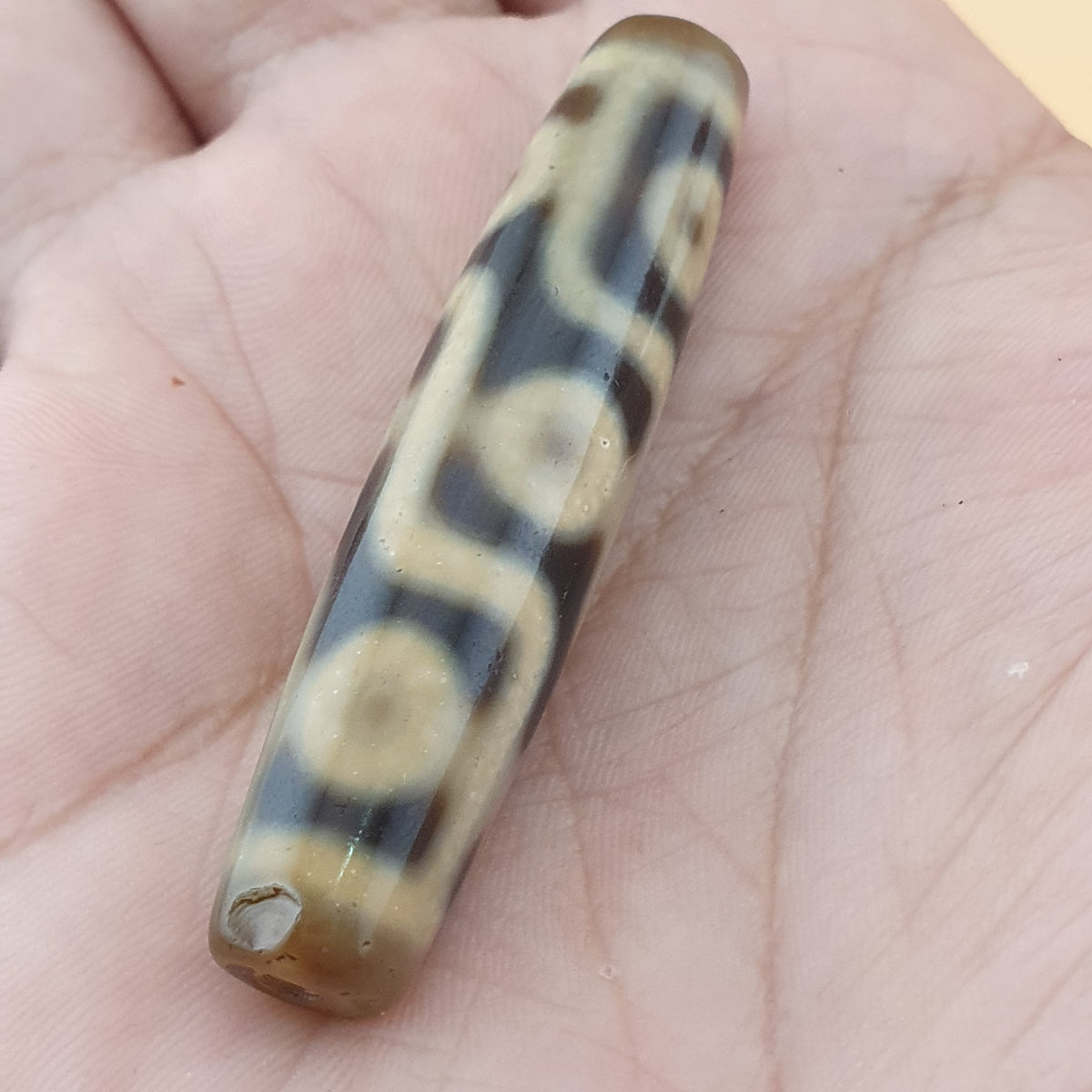 Vintage Himalayan 9 Eyes Tibetan Agate Dzi Bead Amulet
