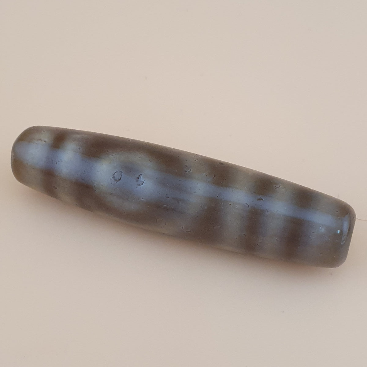 Ancien Amulette Perle Dzi en Agate 2 Yeux Tibétain Himalayen