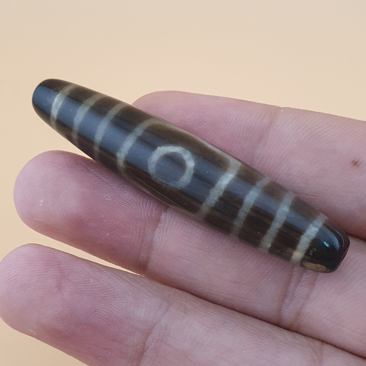 Vintage Himalayan 3 Eyes Tibetan Agate Dzi Bead Amulet