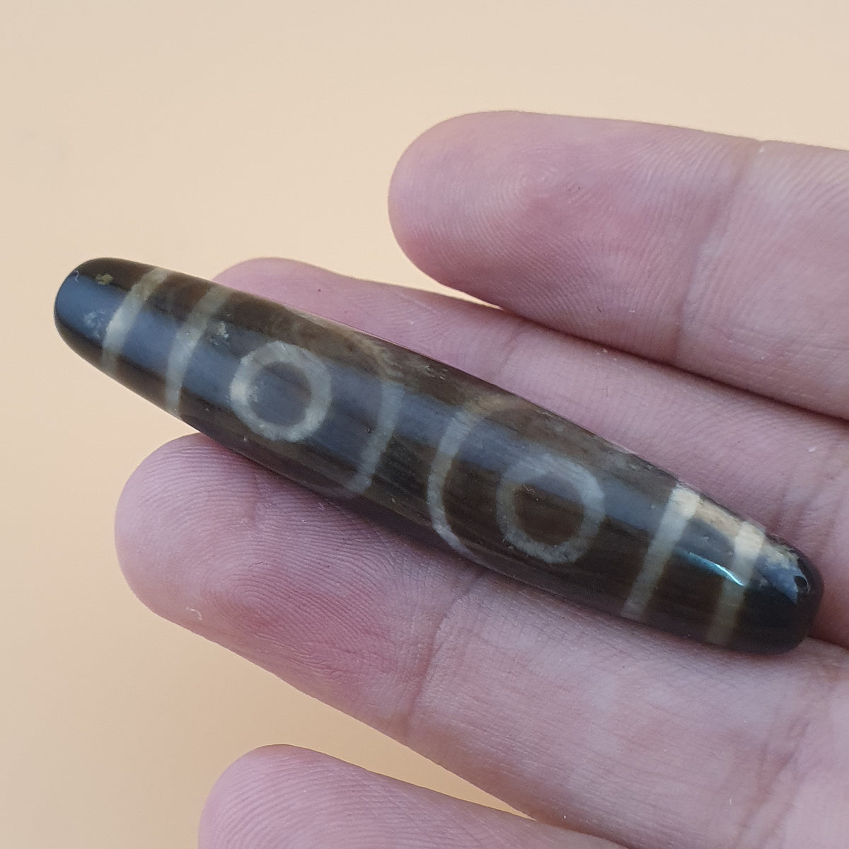 Vintage Himalayan 3 Eyes Tibetan Agate Dzi Bead Amulet