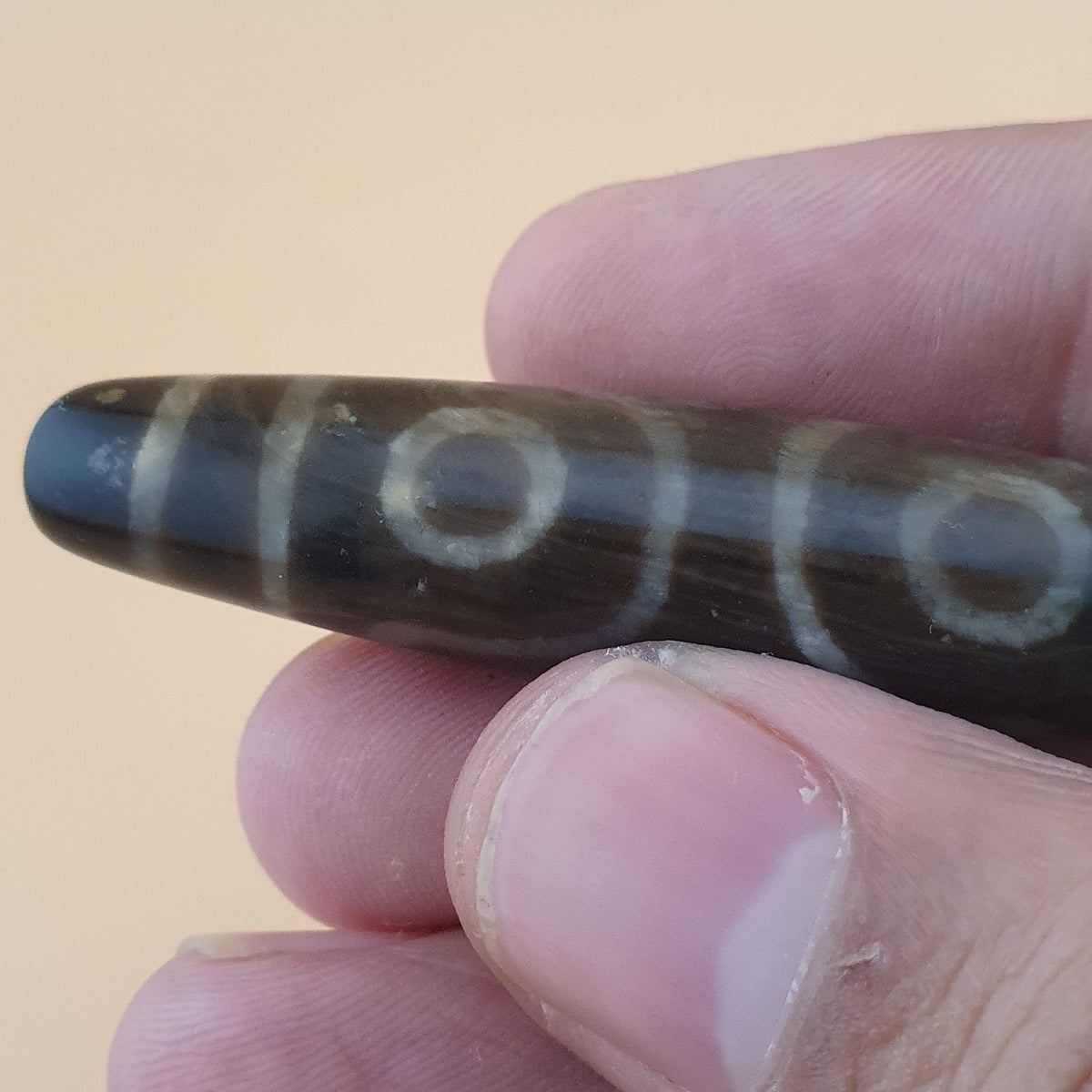 Vintage Himalayan 3 Eyes Tibetan Agate Dzi Bead Amulet
