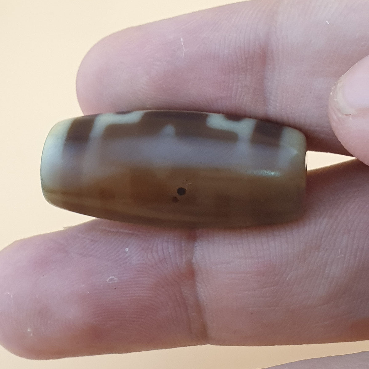 Lot vintage de 3 amulettes Dzi tibétaines en agate de l'Himalaya