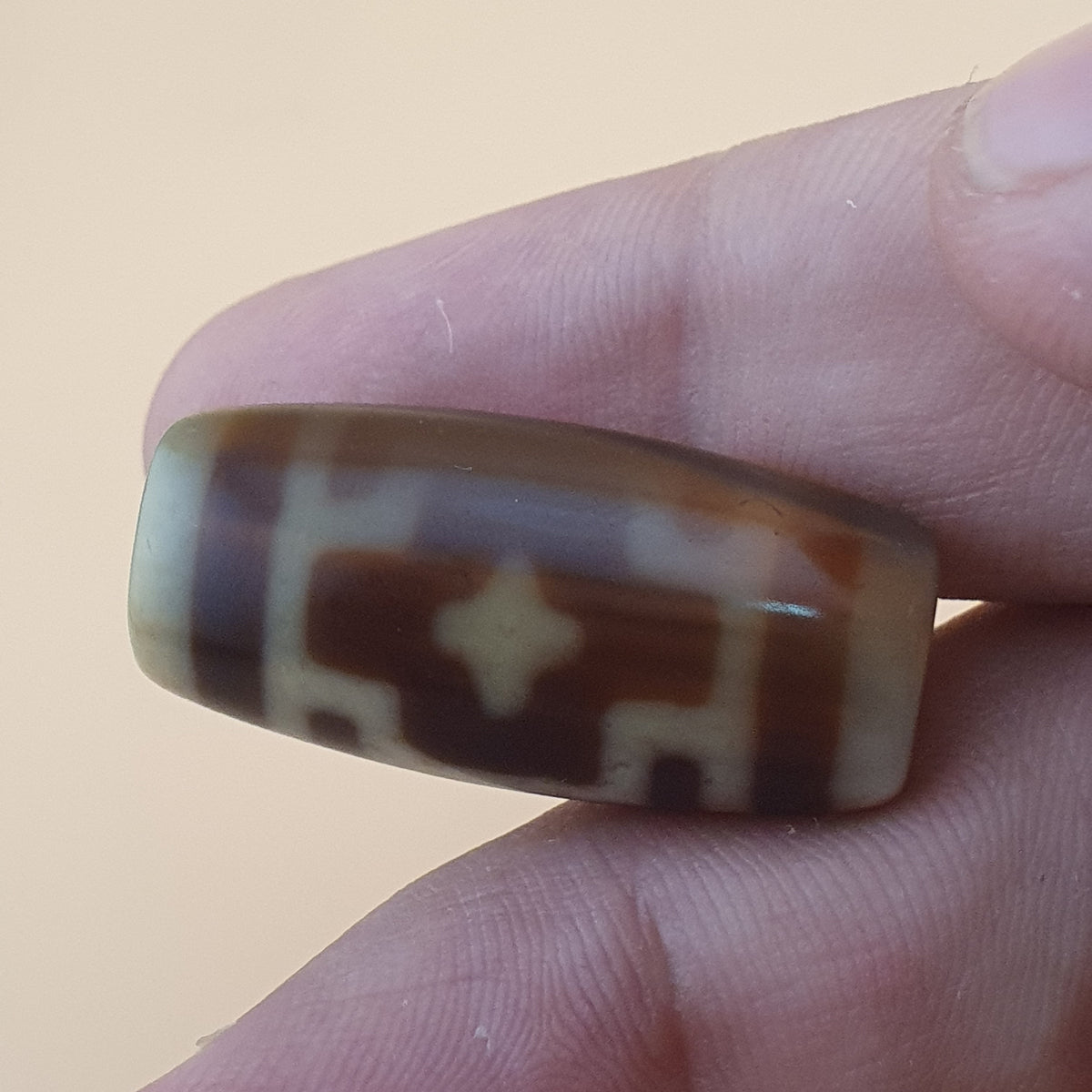 Lot vintage de 3 amulettes Dzi tibétaines en agate de l'Himalaya