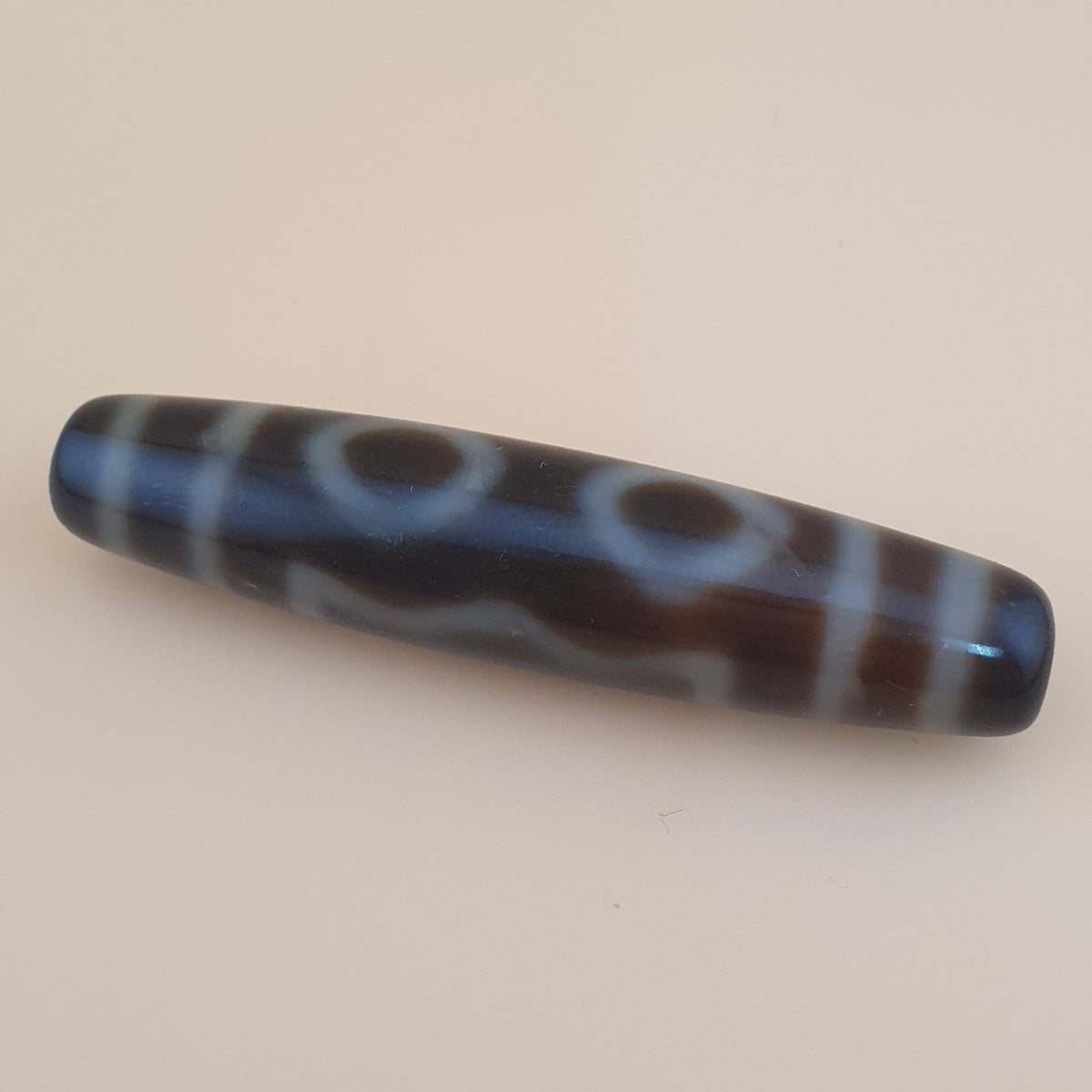 Amulette perle Dzi agate tibétaine de l'Himalaya vintage à 4 yeux