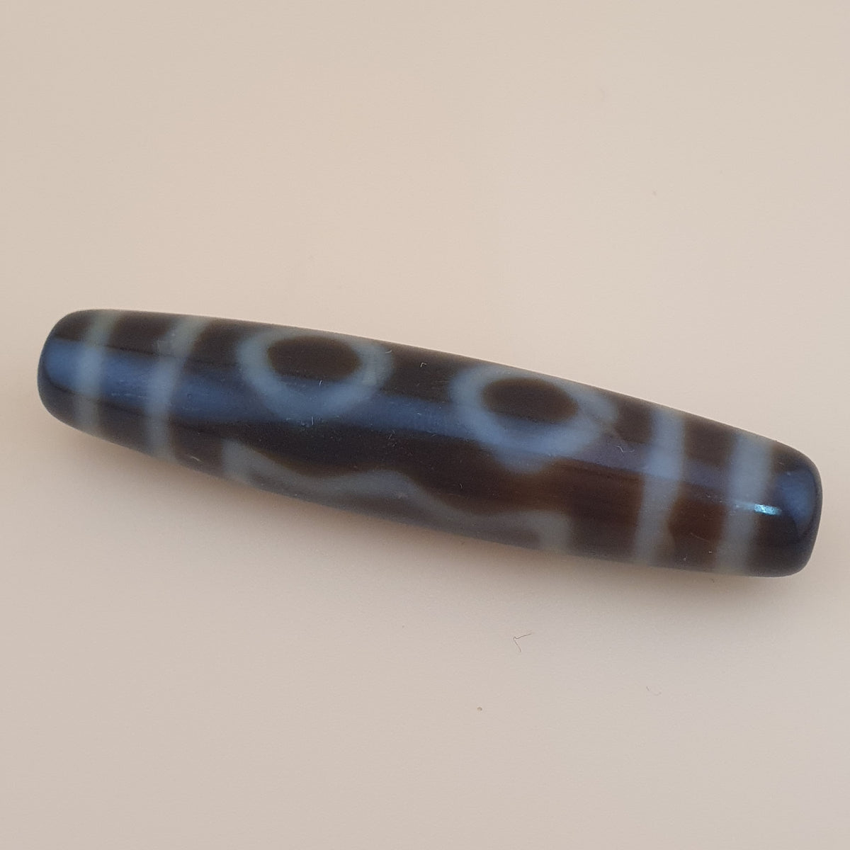 Amulette perle Dzi agate tibétaine de l'Himalaya vintage à 4 yeux