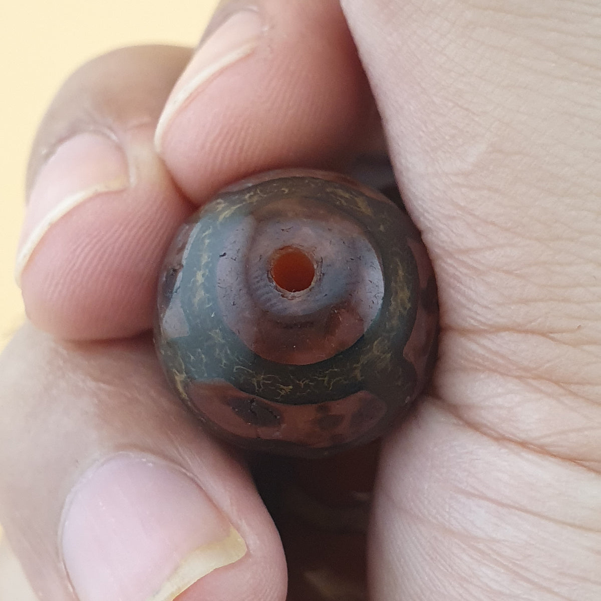 Vintage Lot of 3 Etched Carnelian Agate Unique Pattern Beads Lot