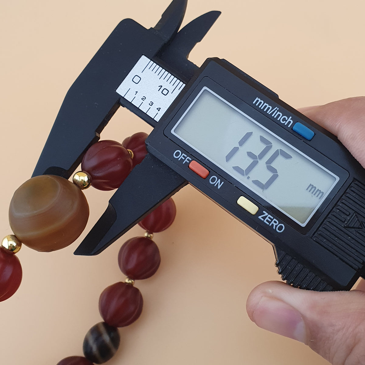 Vintage Melonenform Karneol-Achat mit mongolischem natürlichem Augen-Achat Armband