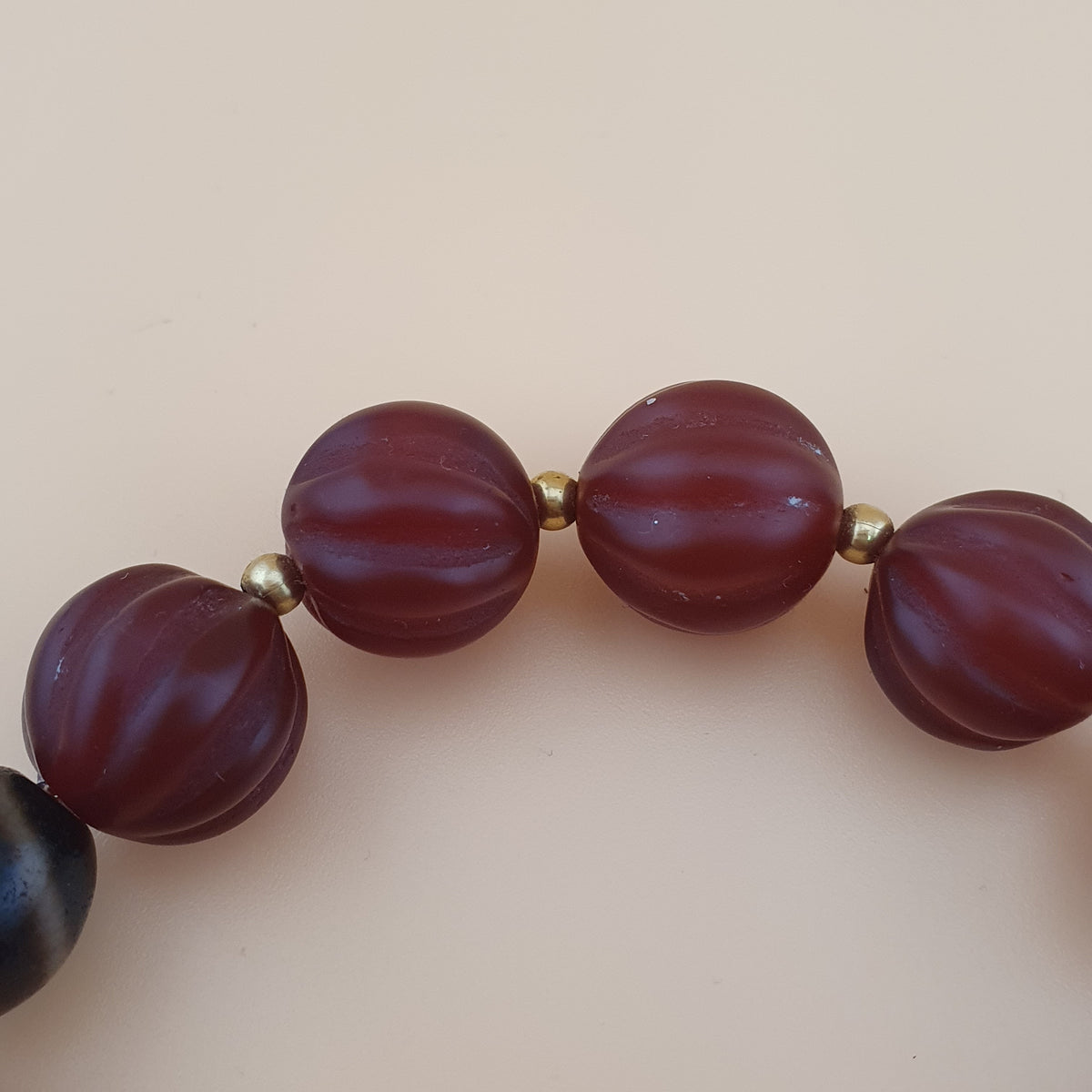 Vintage Melonenform Karneol-Achat mit mongolischem natürlichem Augen-Achat Armband