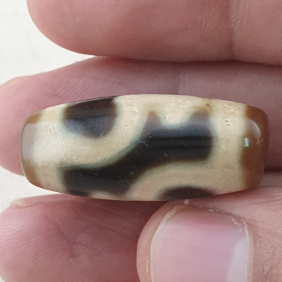 Rare Tibetan Treasure Vase Pattern Dzi Agate Bead Vintage Himalayan Amulet