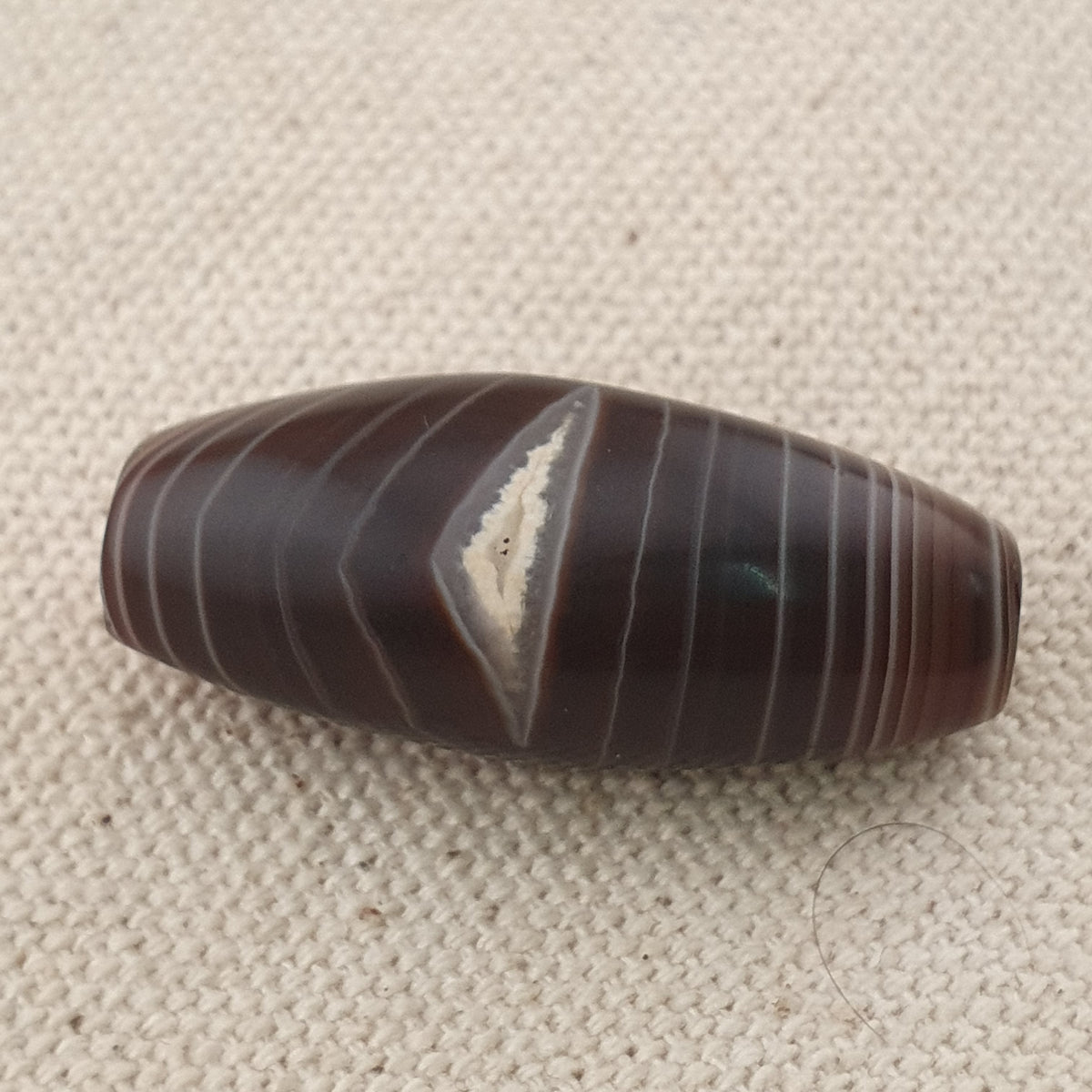 Rare Perle vintage en agate œil de Suleimani du Yémen Motif naturel Amulette