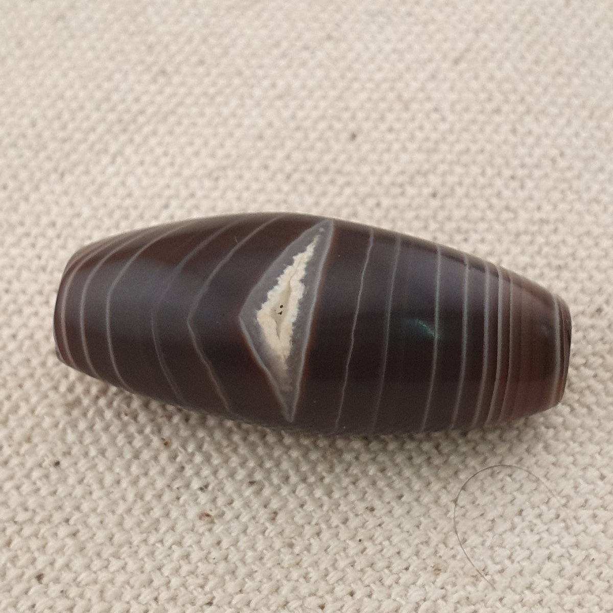 Rare Perle vintage en agate œil de Suleimani du Yémen Motif naturel Amulette