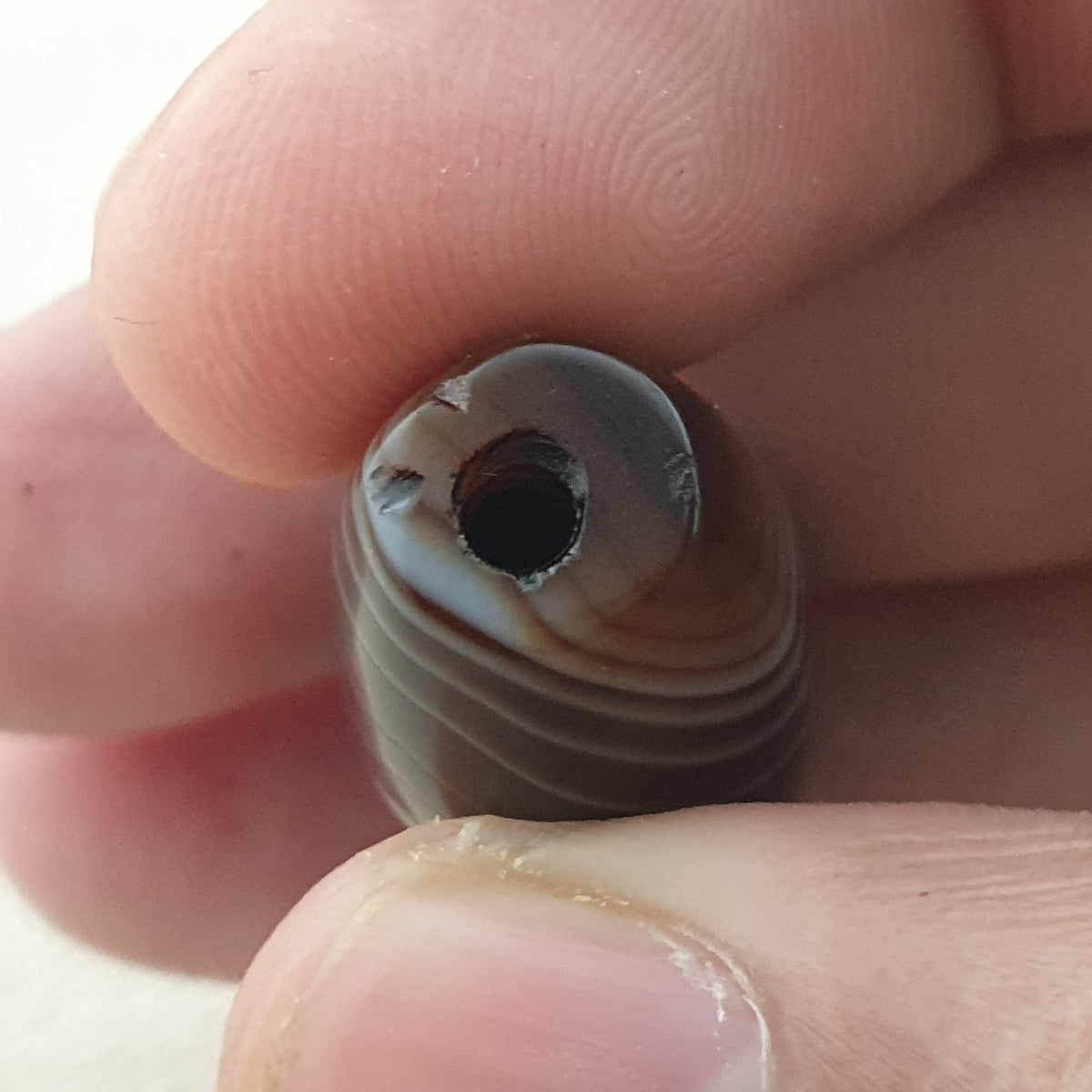 Rare Perle vintage en agate œil de Suleimani du Yémen Motif naturel Amulette