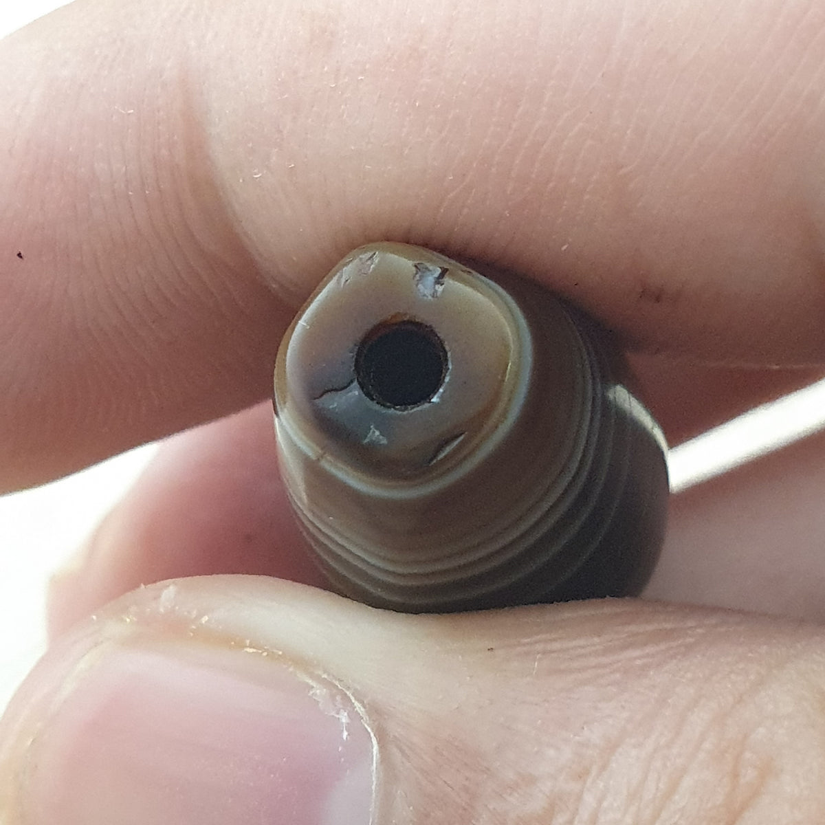 Rare Perle vintage en agate œil de Suleimani du Yémen Motif naturel Amulette