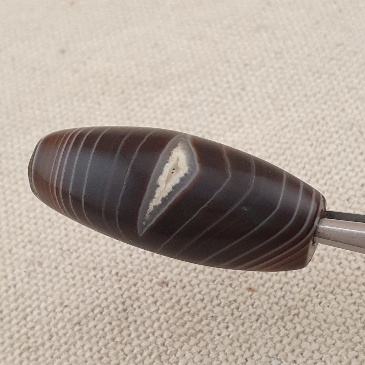 Rare Perle vintage en agate œil de Suleimani du Yémen Motif naturel Amulette