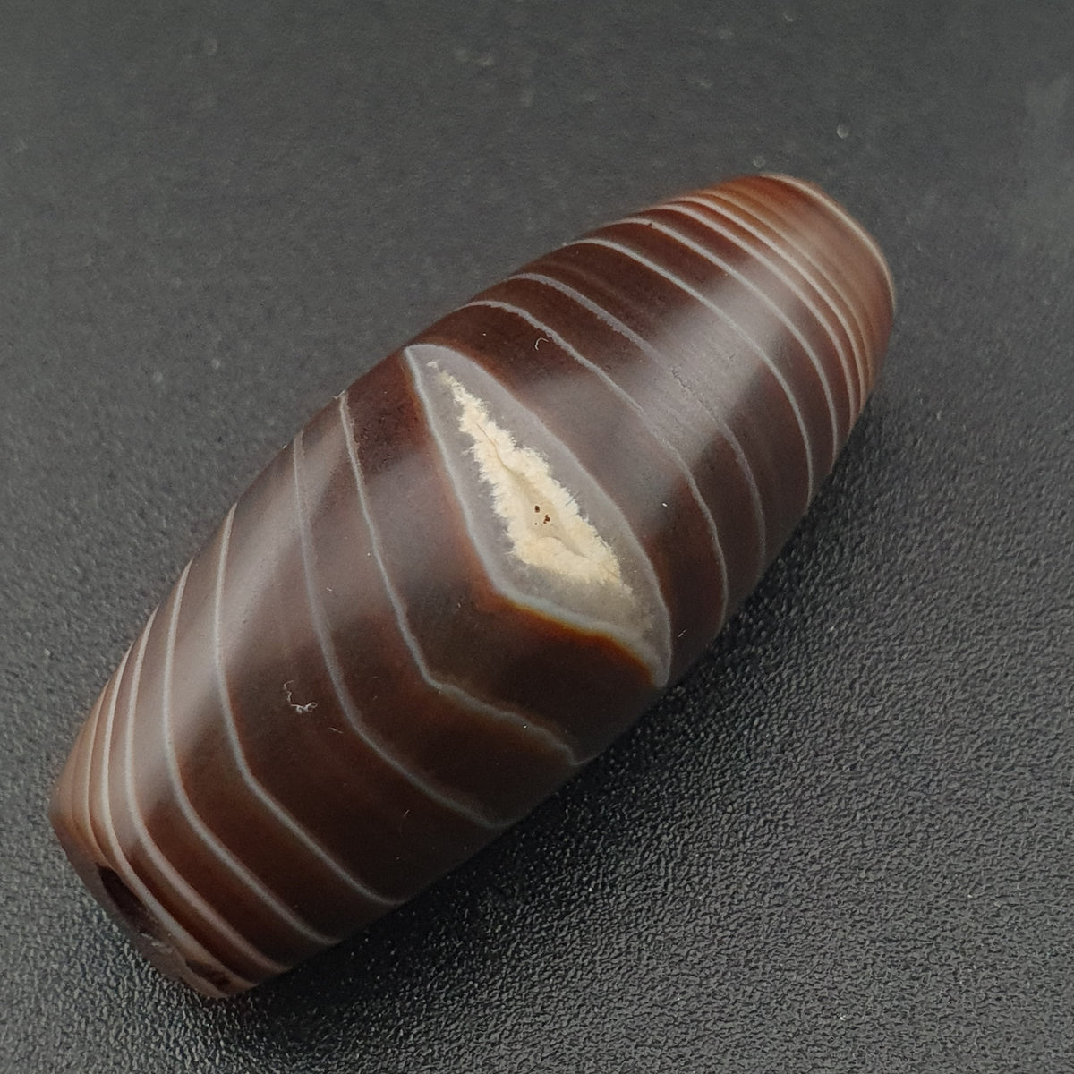 Rare Perle vintage en agate œil de Suleimani du Yémen Motif naturel Amulette