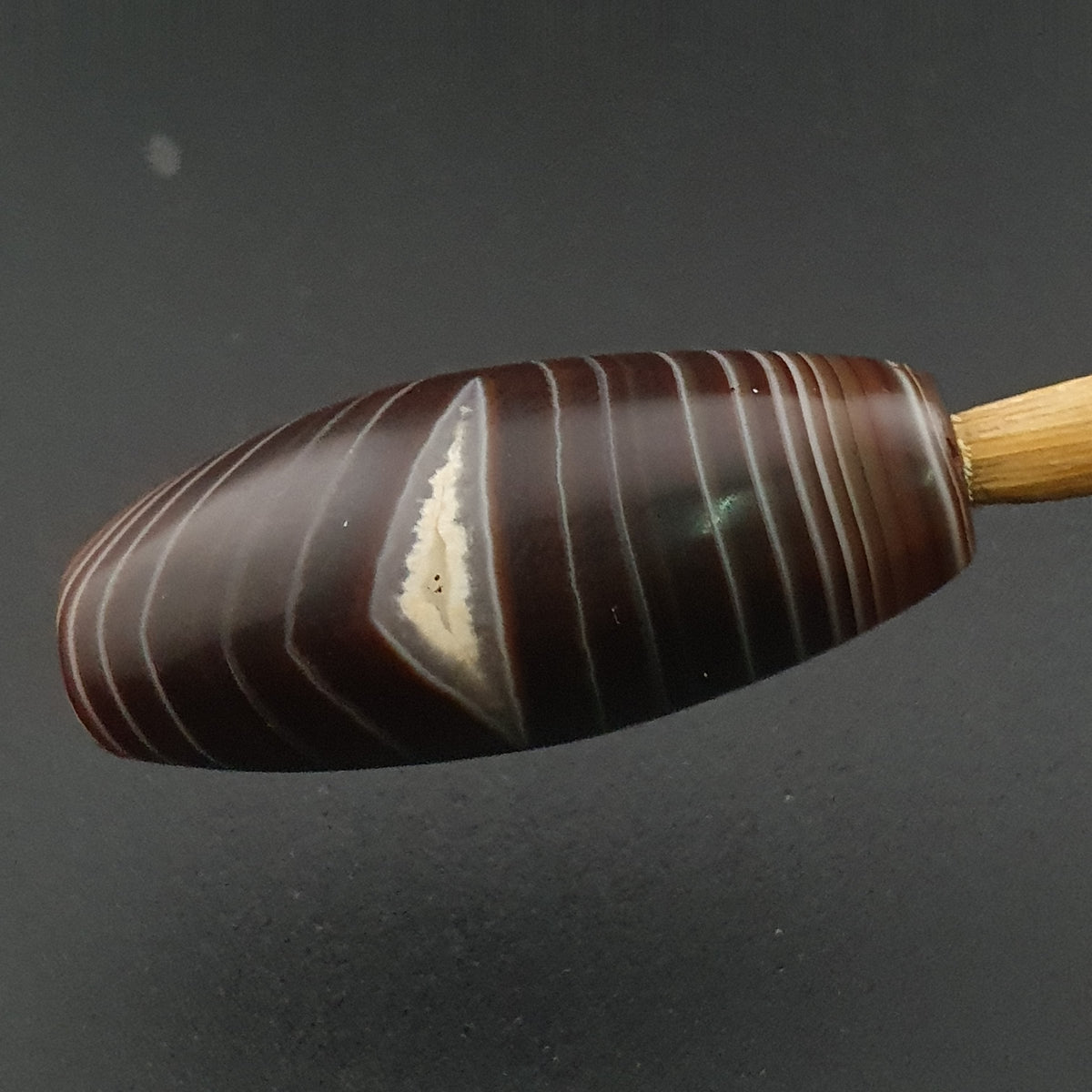 Rare Perle vintage en agate œil de Suleimani du Yémen Motif naturel Amulette