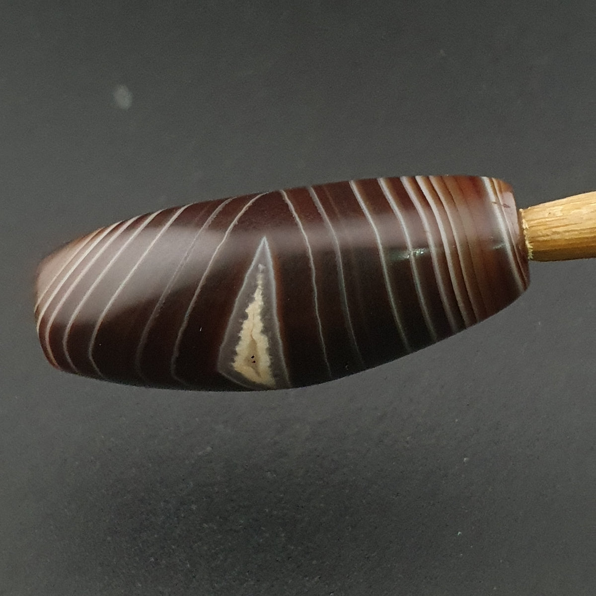 Rare Perle vintage en agate œil de Suleimani du Yémen Motif naturel Amulette