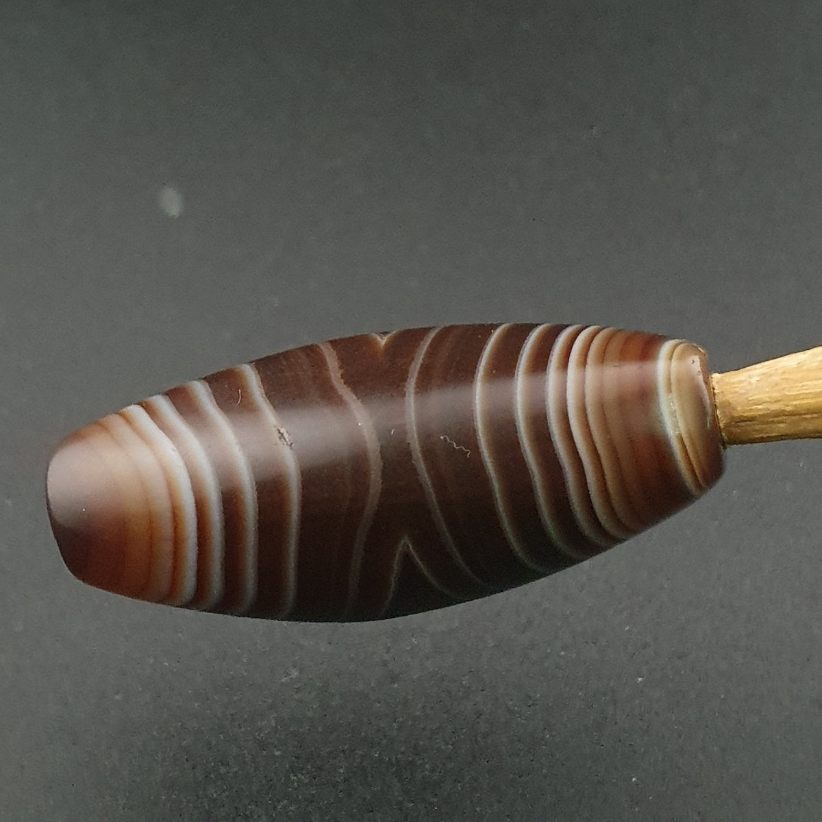 Rare Perle vintage en agate œil de Suleimani du Yémen Motif naturel Amulette