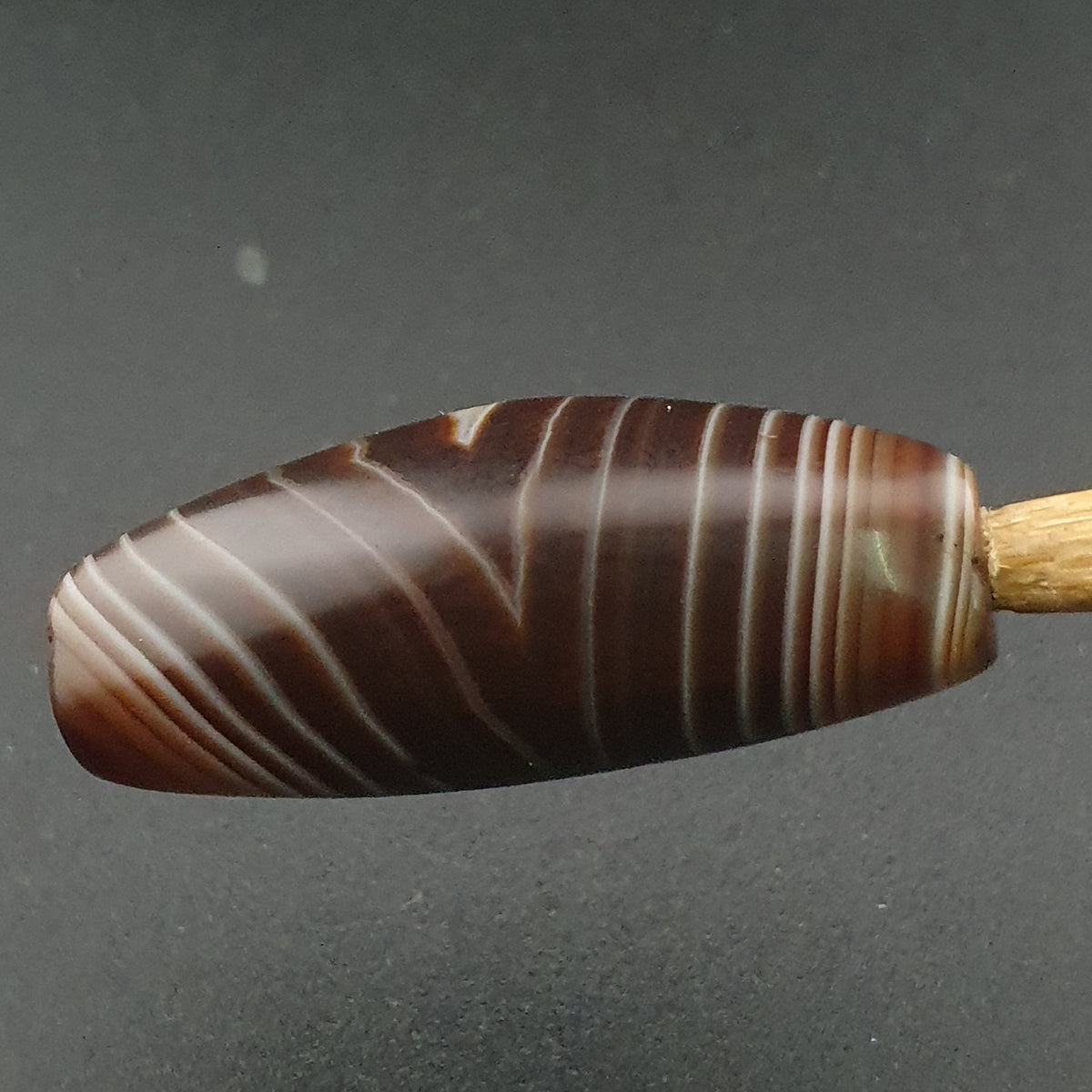 Rare Perle vintage en agate œil de Suleimani du Yémen Motif naturel Amulette