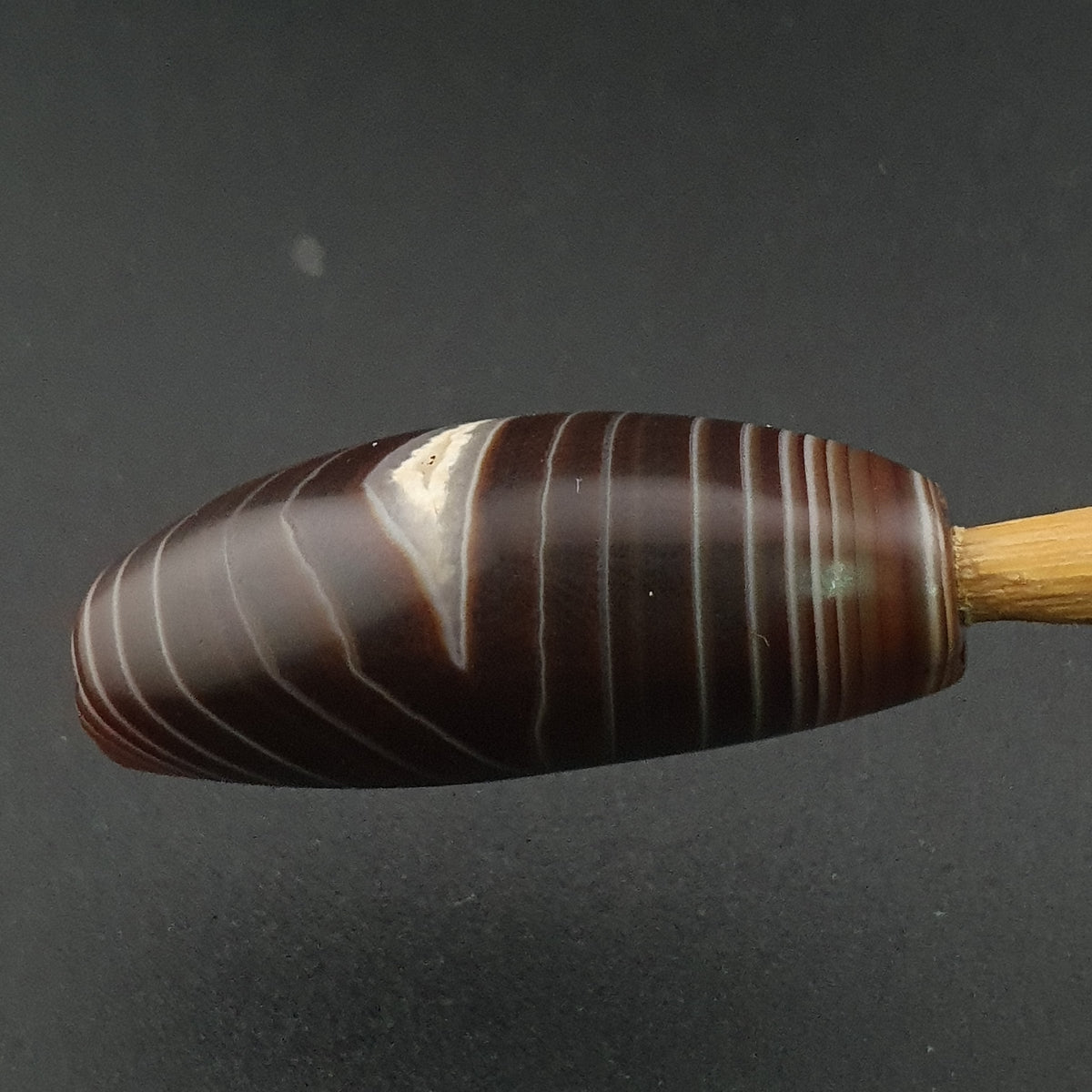 Rare Perle vintage en agate œil de Suleimani du Yémen Motif naturel Amulette