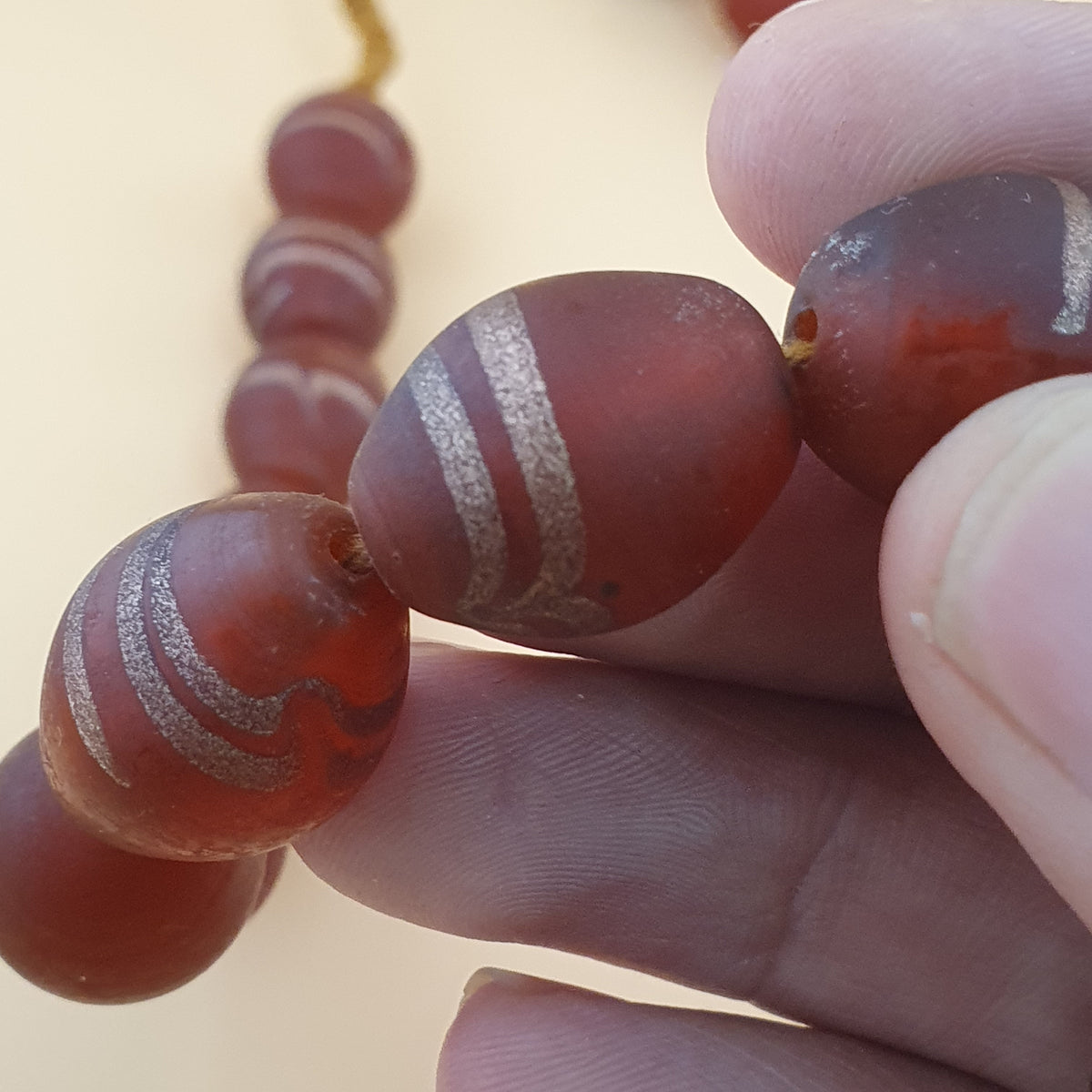 Vintage Venetian Style Aventurine Glass Beads Necklace Strand 18 inches