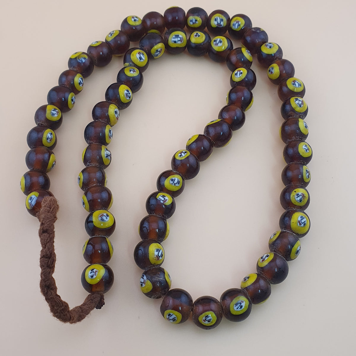 Vintage Middle Eastern Style Old Face Glass Beads Necklace Strands