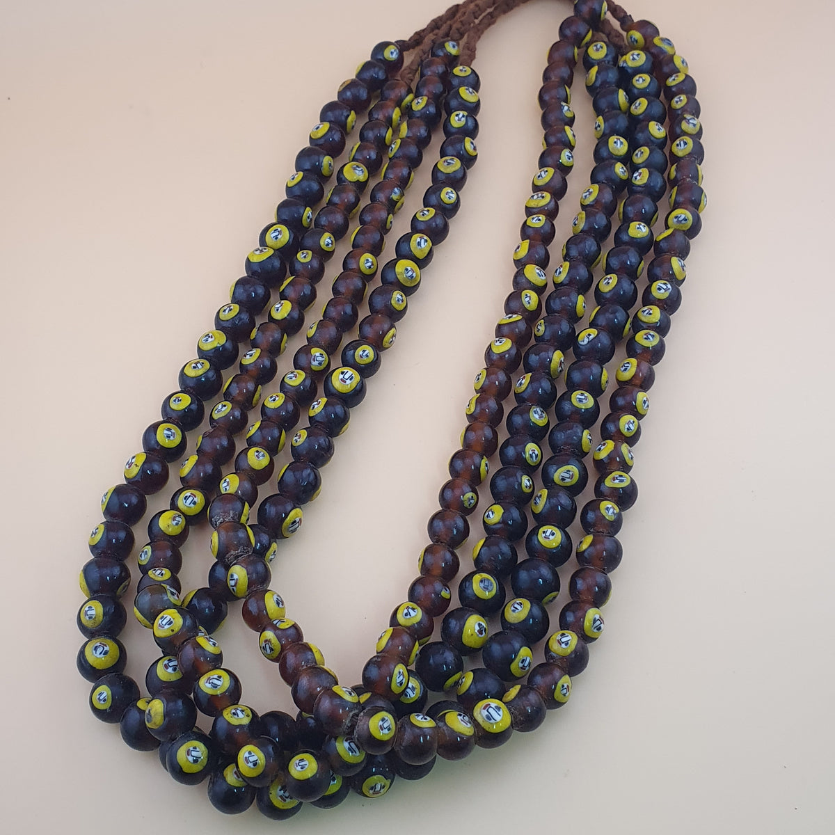 Vintage Middle Eastern Style Old Face Glass Beads Necklace Strands