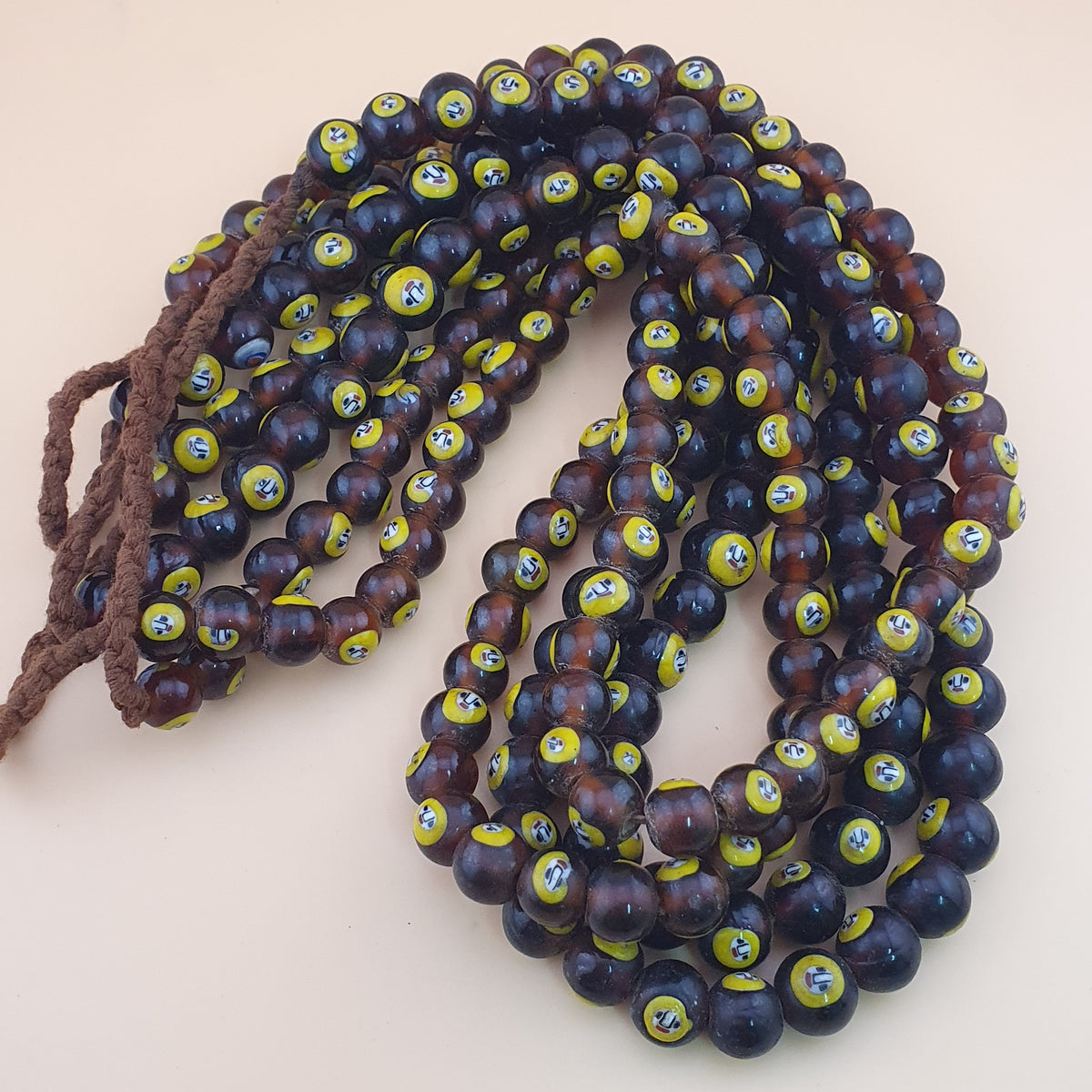 Vintage Middle Eastern Style Old Face Glass Beads Necklace Strands