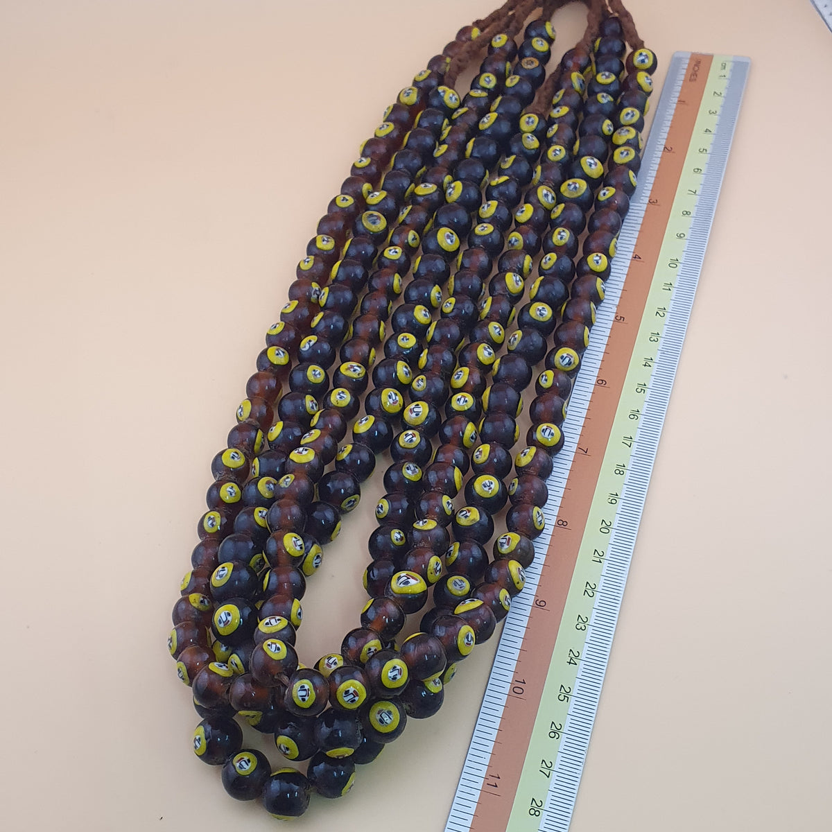 Vintage Middle Eastern Style Old Face Glass Beads Necklace Strands