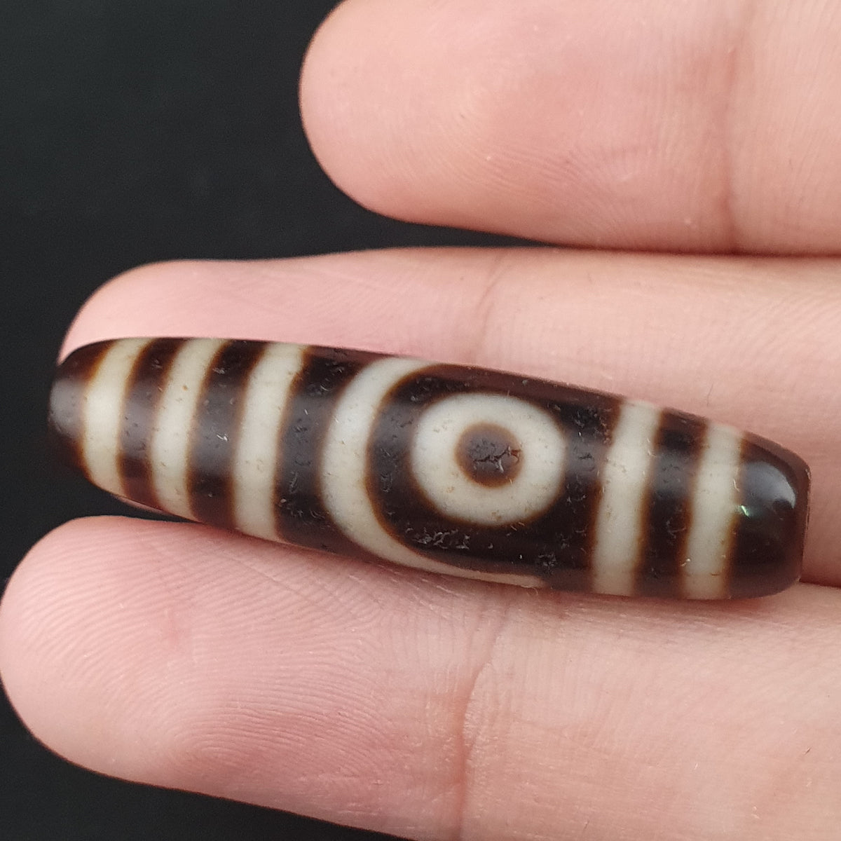 Antike 2-Augen Himalaya Tibet Achat Dzi Perlen Amulett Anhänger
