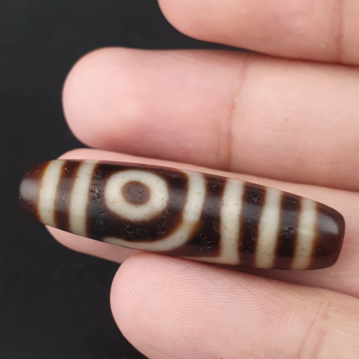 Antike 2-Augen Himalaya Tibet Achat Dzi Perlen Amulett Anhänger