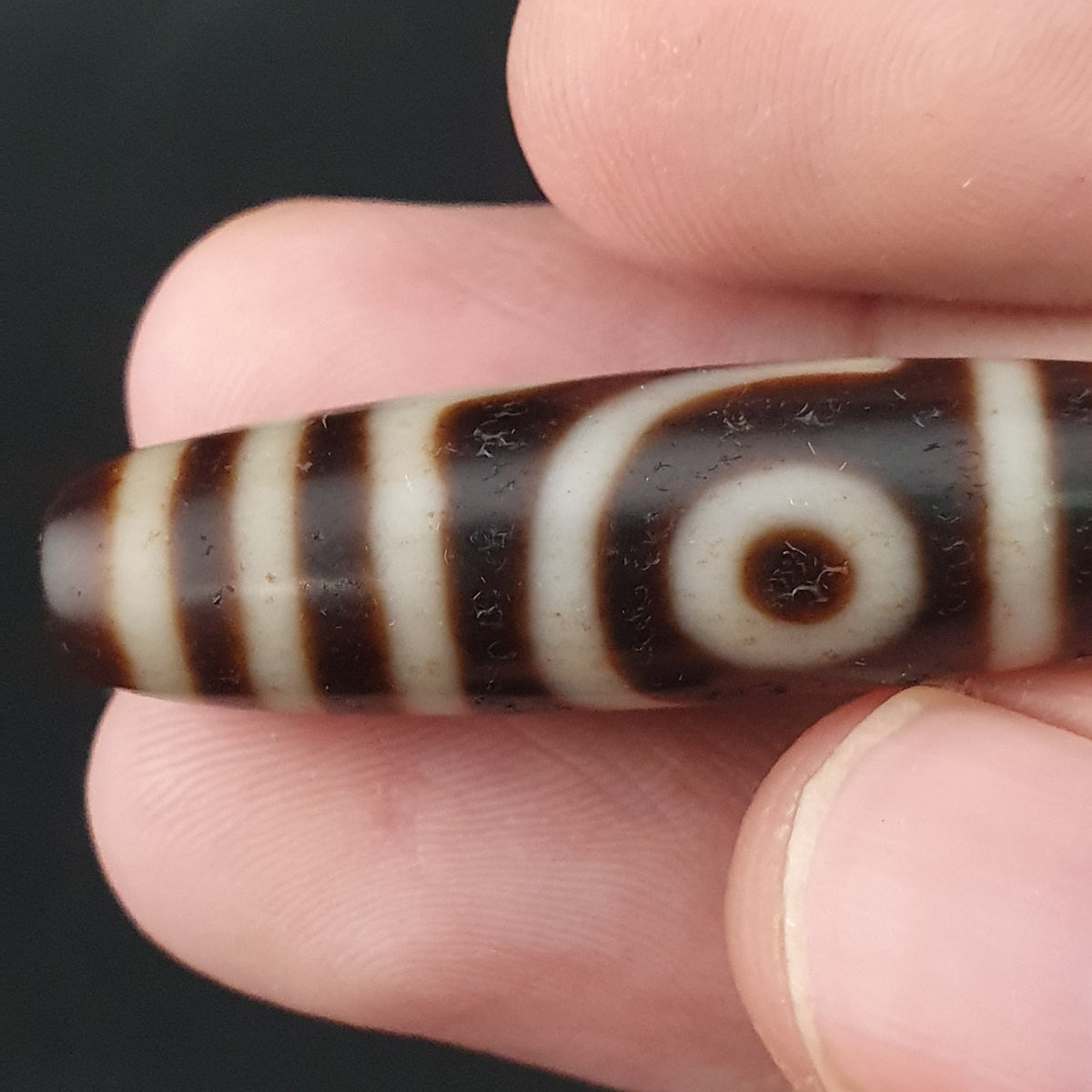 Antike 2-Augen Himalaya Tibet Achat Dzi Perlen Amulett Anhänger