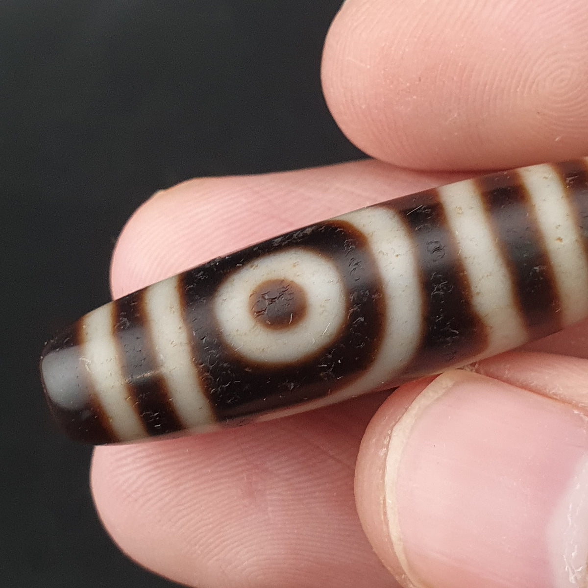 Antike 2-Augen Himalaya Tibet Achat Dzi Perlen Amulett Anhänger