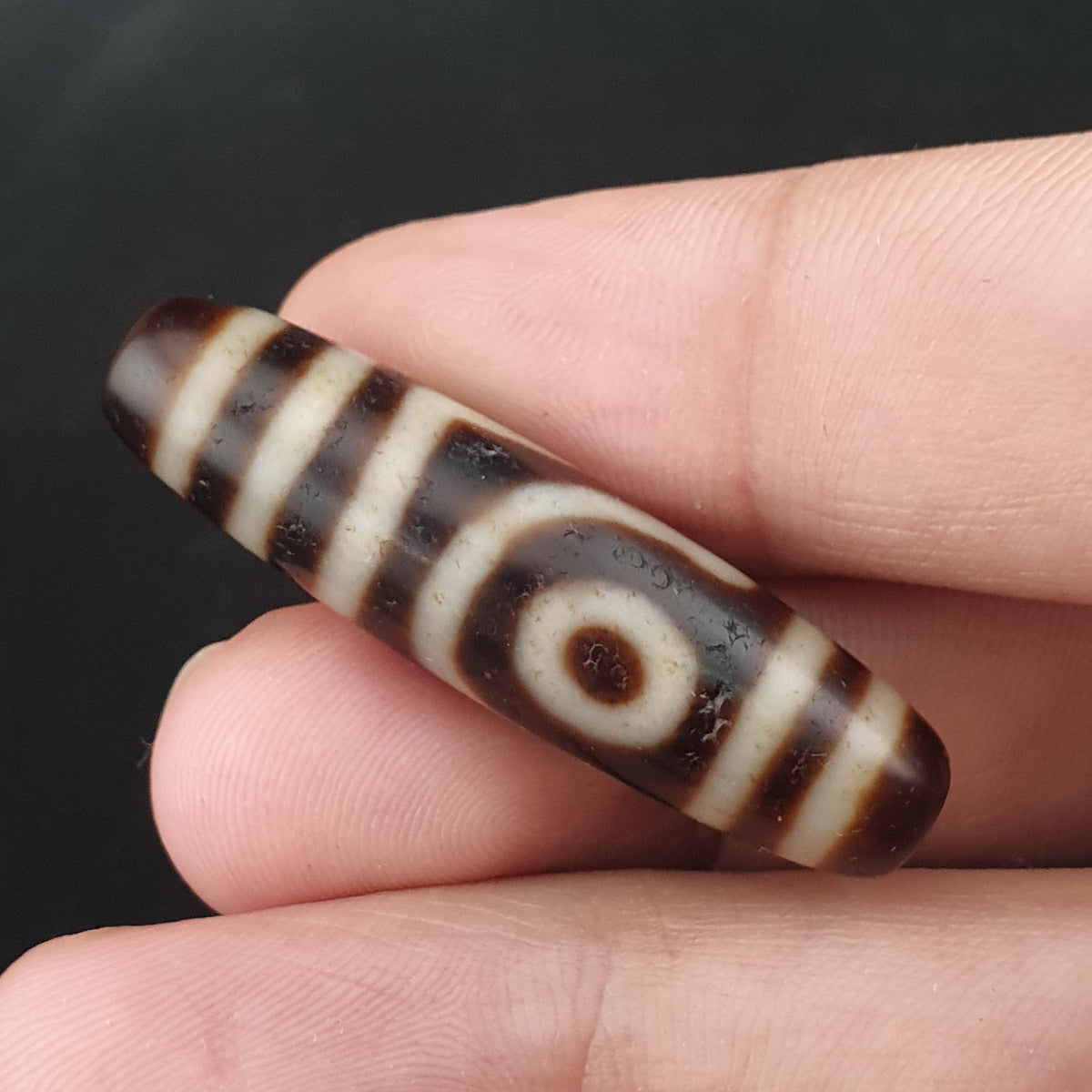 Antike 2-Augen Himalaya Tibet Achat Dzi Perlen Amulett Anhänger